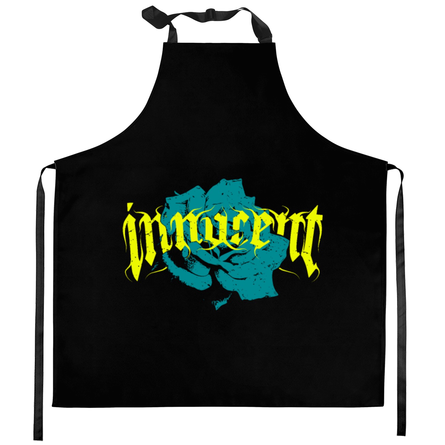 Innocent With Flower Vintage Text Design Kitchen Aprons
