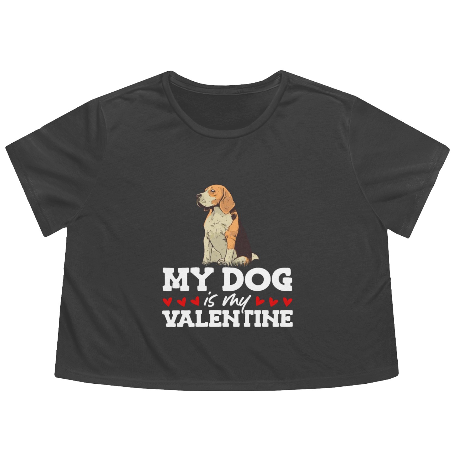 My Dog Is My Valentine Date Cute Doggy Flowy Cropped Tees
