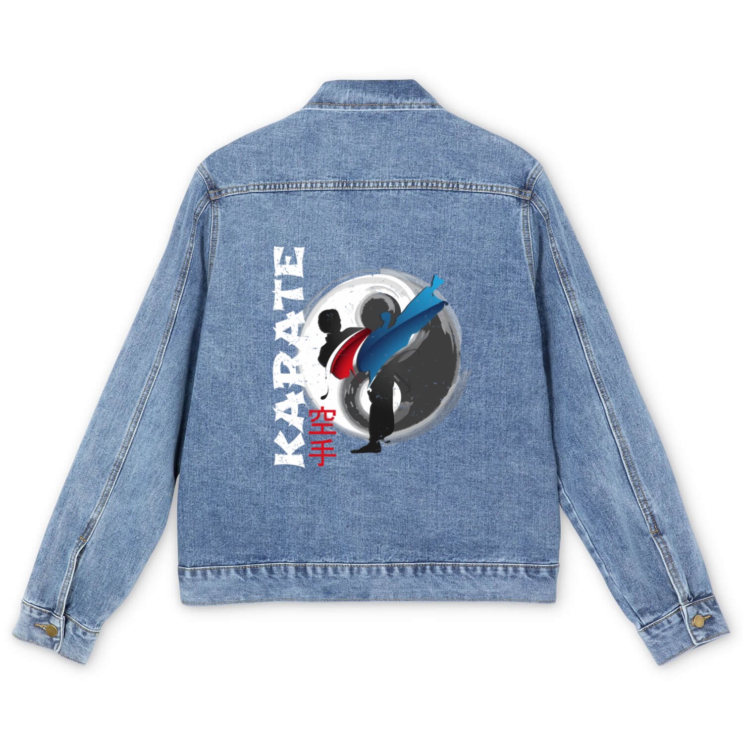 Martial Side Kick Ying Yang Karate Men's Denim Jackets