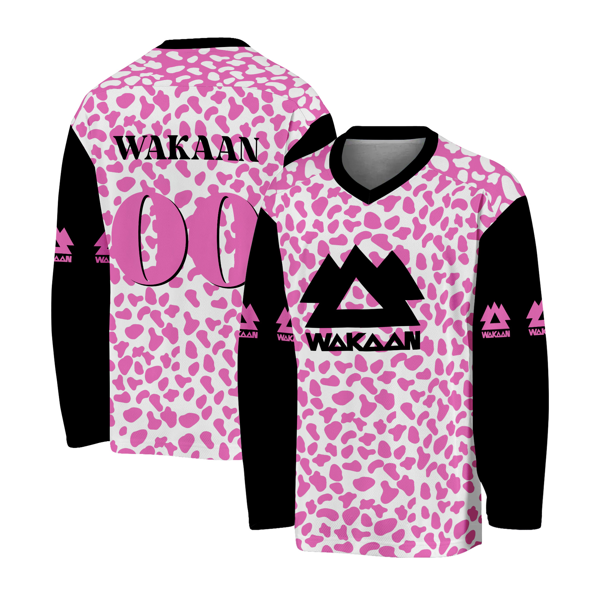 Wakaan Pink Cow Print Custom Hockey Jersey | Custom Name and Number