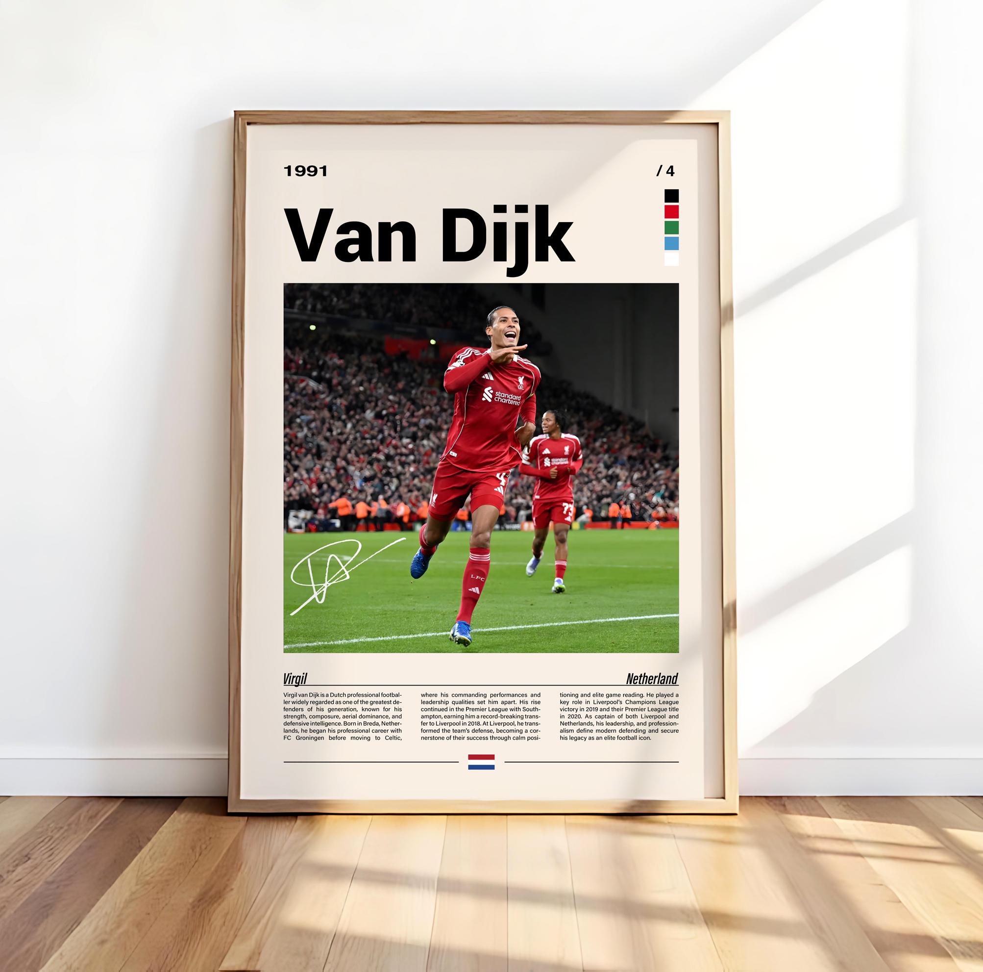 Virgil van Dijk Liverpool Football Poster - Vertical Wall Art for Soccer Fans