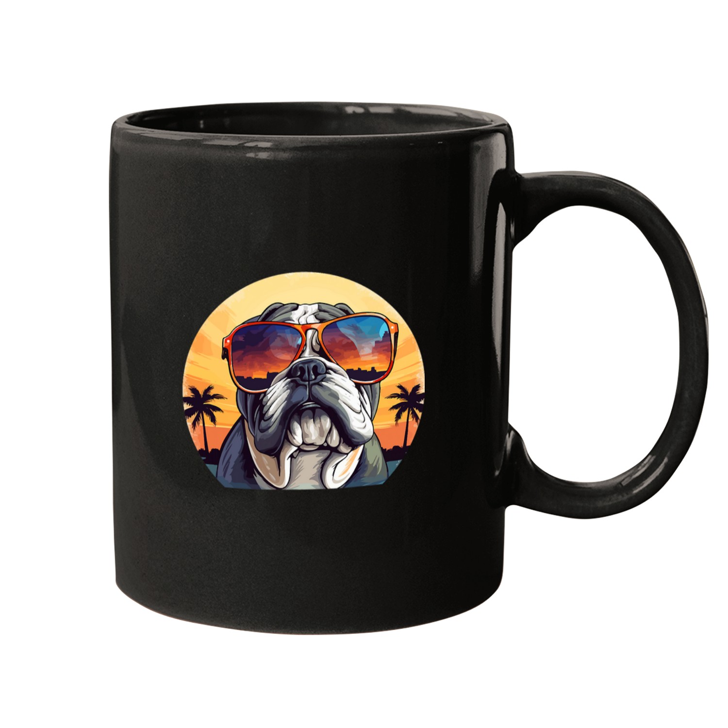 British English Bulldog lover with Sunglasses Mugs