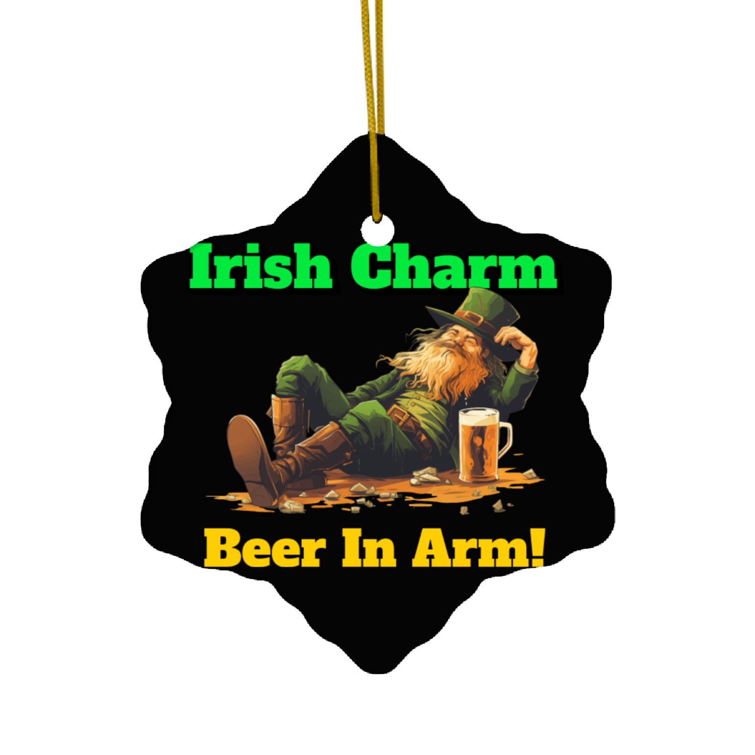 irish charm beer in arm Ceramic Ornaments