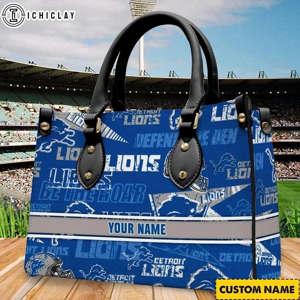 Personalized Detroit Football Team Lionss Leather Handbag Gift