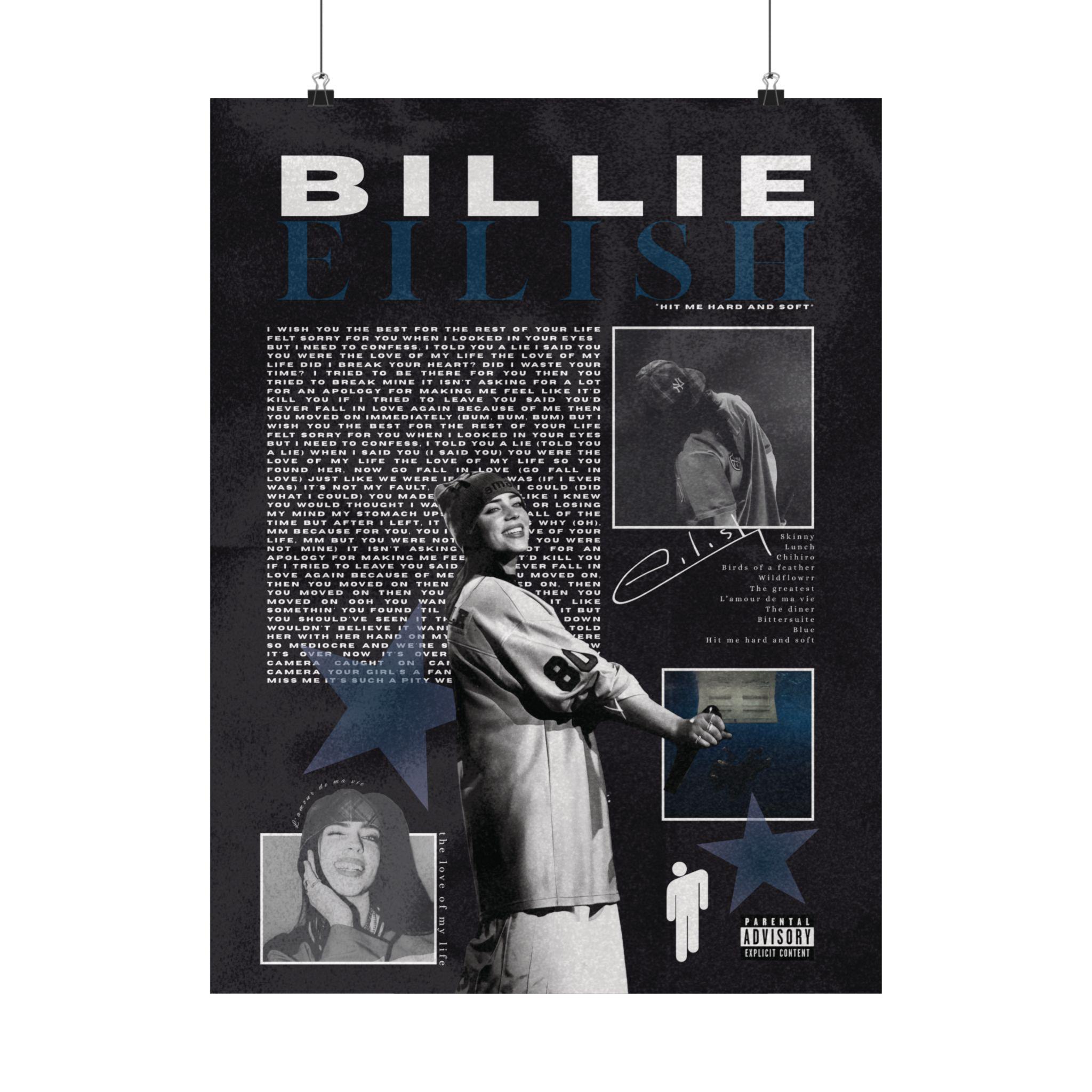 Billie Matte Poster | Hit Me Hard and Soft Inspired Art Print | Minimalist Music Wall Decor | Premium Vertical Poster