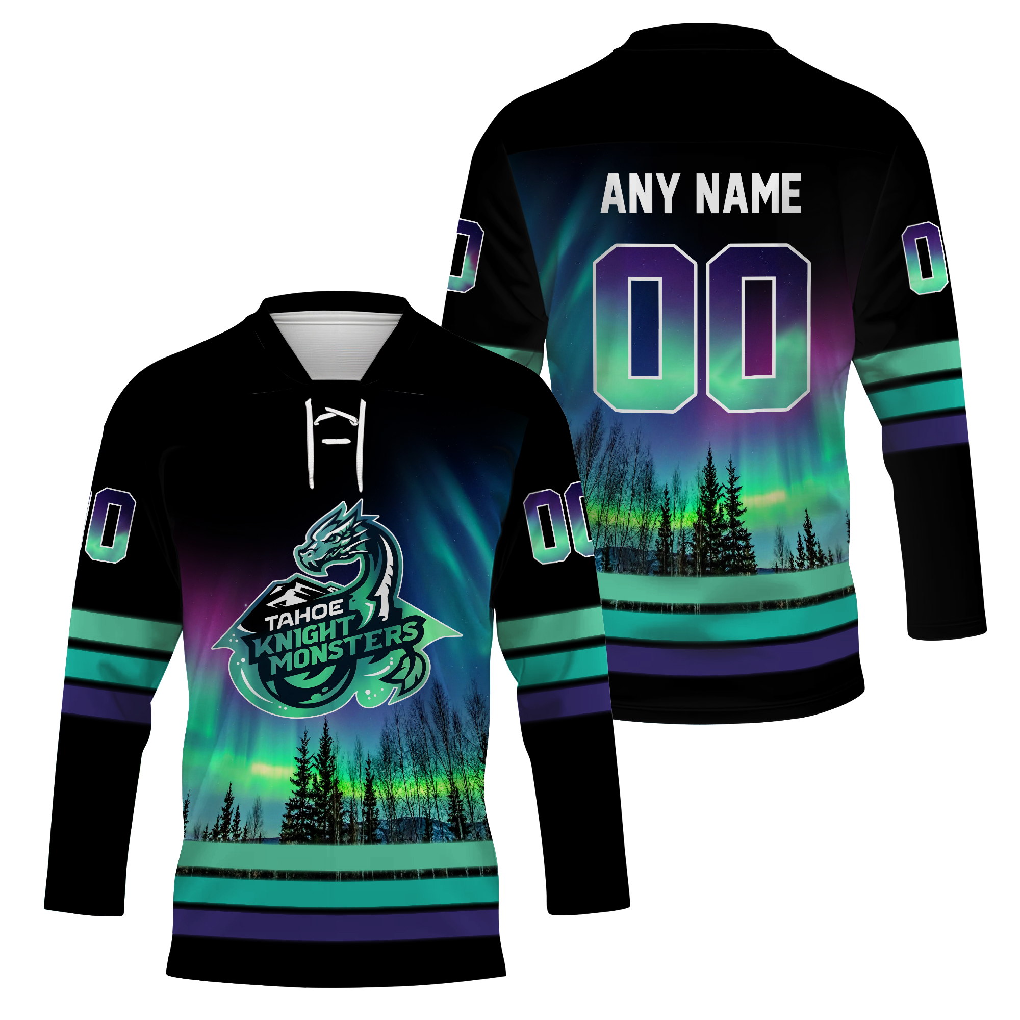 Personalized Tahoe Knight Monsters Northern Lights Lace Hockey Shirt Fan Gear