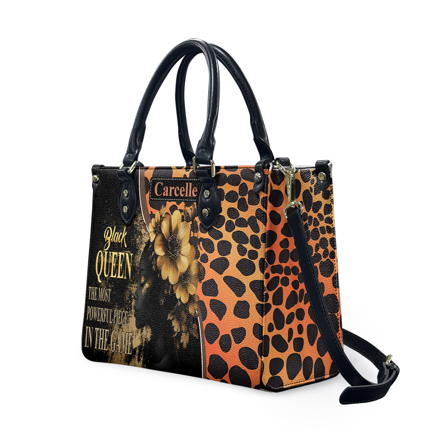 Personalized Leather Handbag For African American Women, Black Queen The Most Powerful Women Bag, Religious Mother's Day Gift
