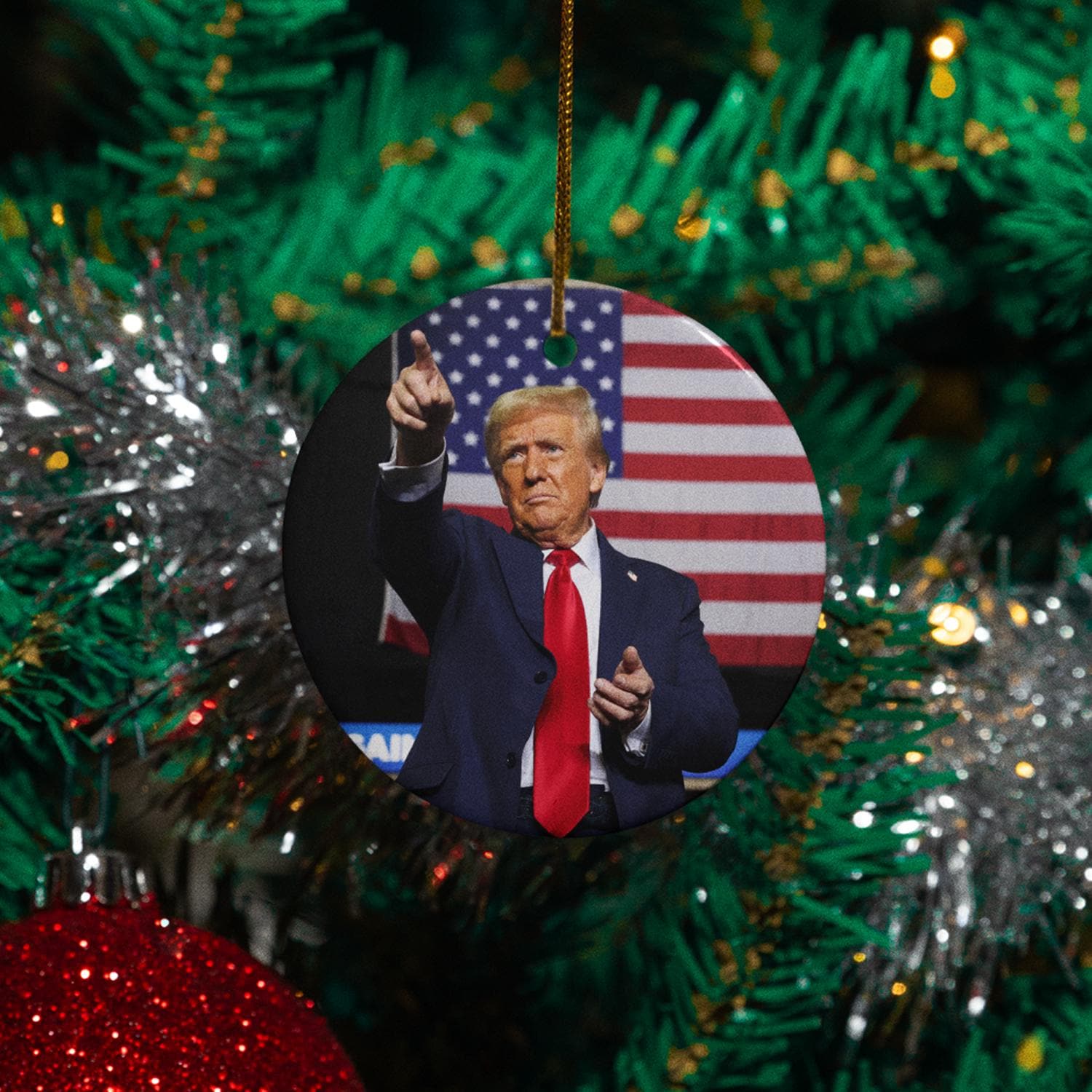 President 2024 Victory Trump Home Decor - Freedom and Powerful Speech to Make America Great Again - Ceramic Ornament For Christmas Tree 2024