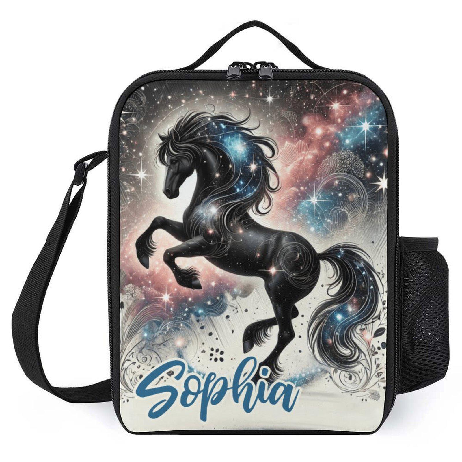 Personalized Horse Star Galaxy Lunch Bag for School Camp Boys & Girls