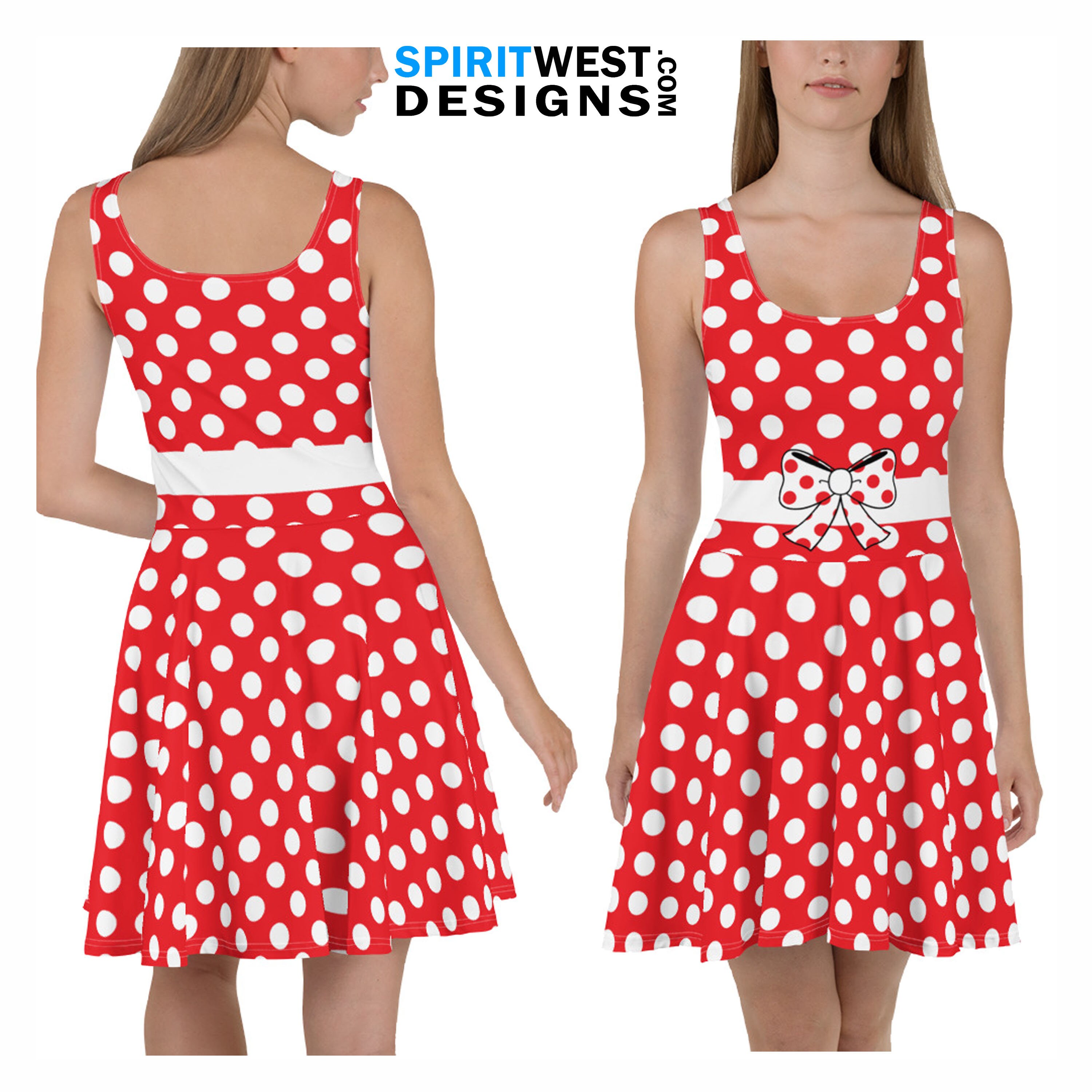 Mouse Costume Skater, Mouse Cosplay Halloween Dance Red Polka Dot Mother's Day Gift