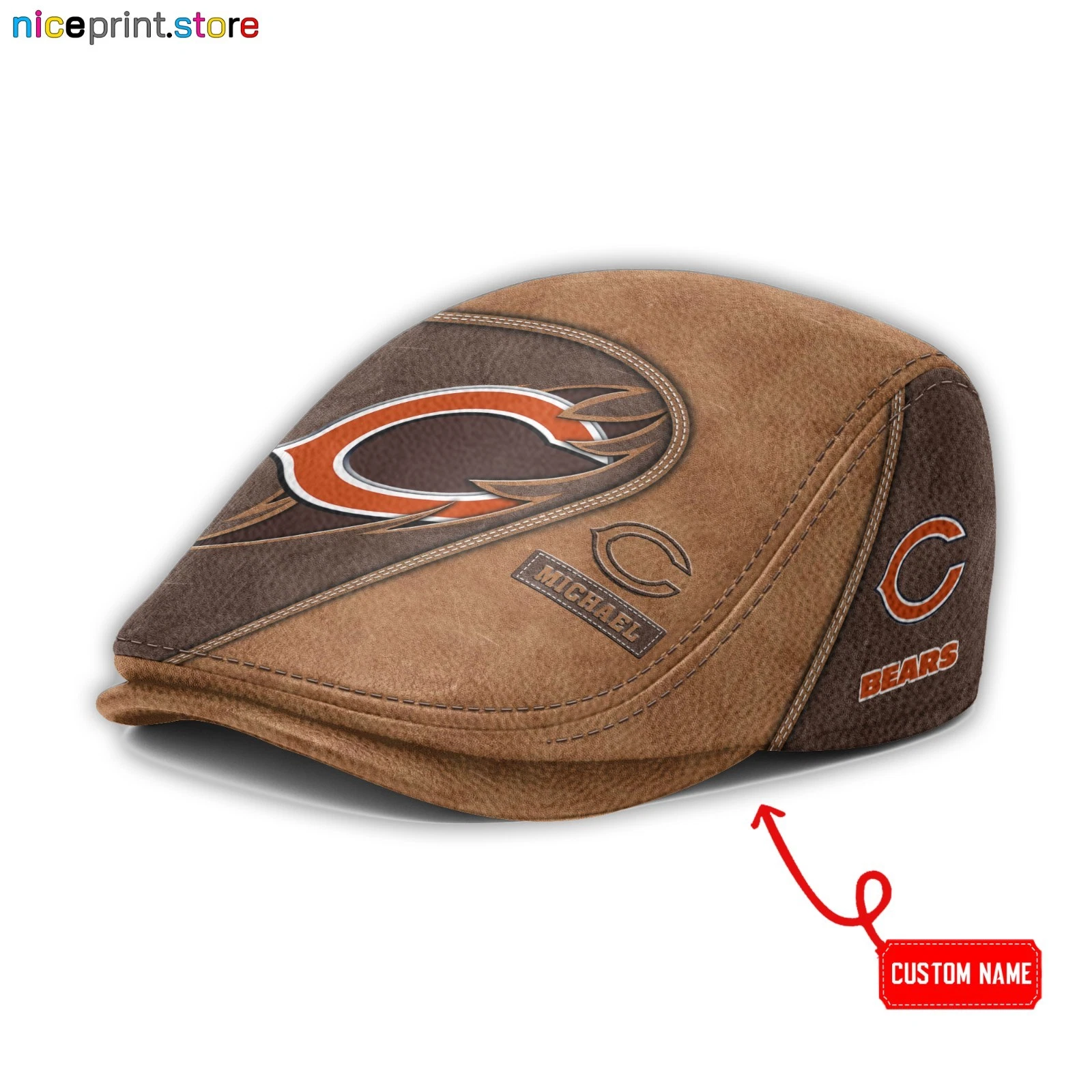 Cap Chicago Team Bears Jeff Cap football Newsboy Cap Golf Cap football Flat Cap
