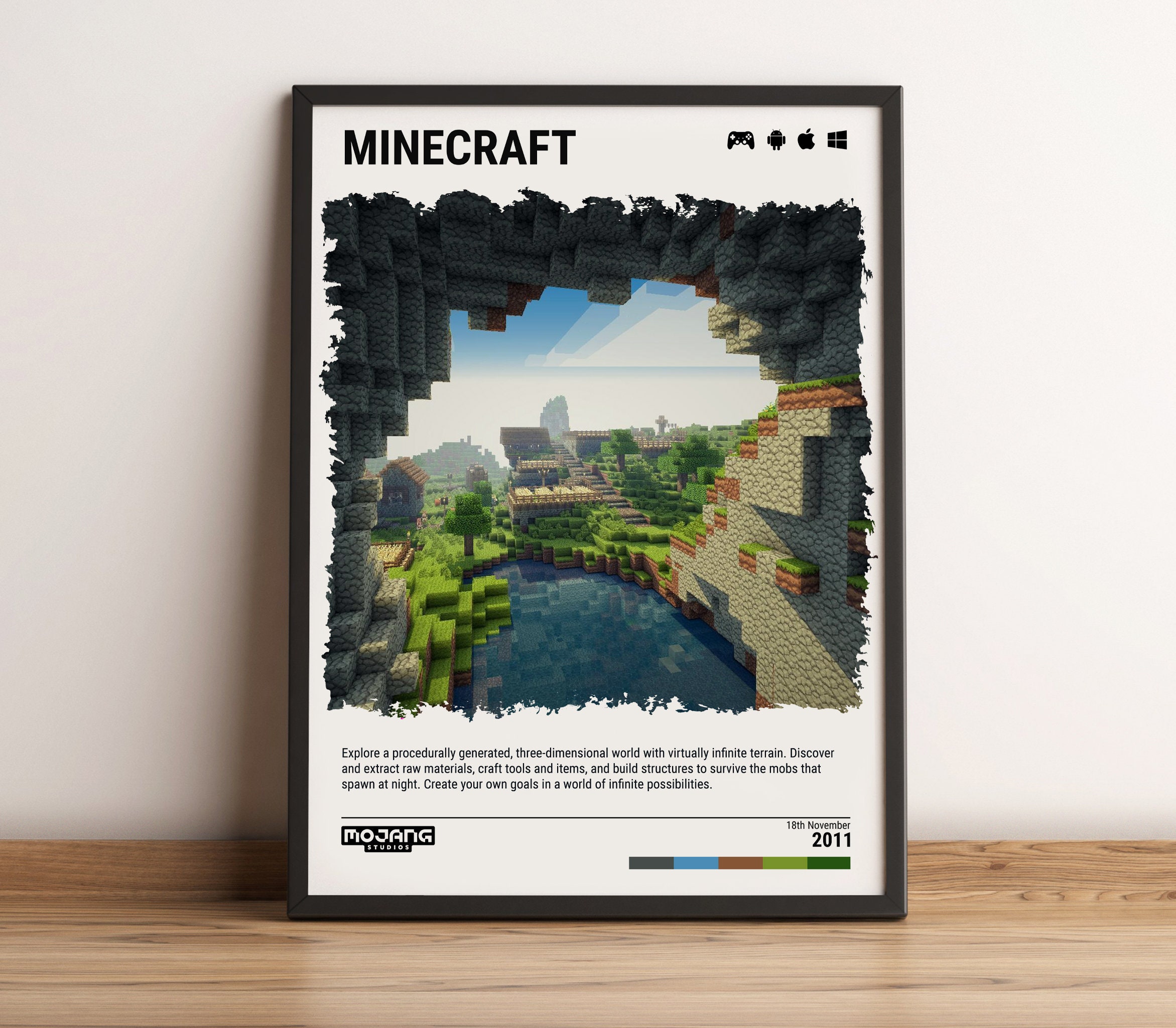 Minecraft (2011) Poster - Video Game Wall Art Print - Gaming Gift