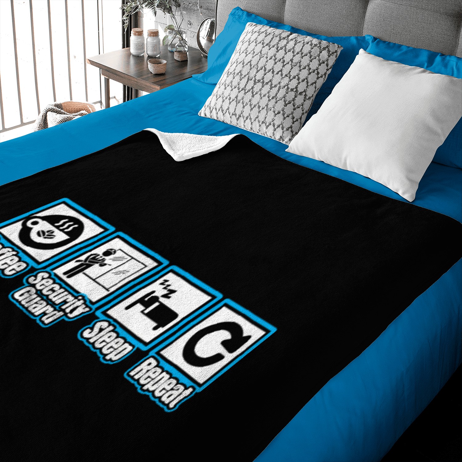 Coffee Security Guard Sleep Repeat Baby Blankets