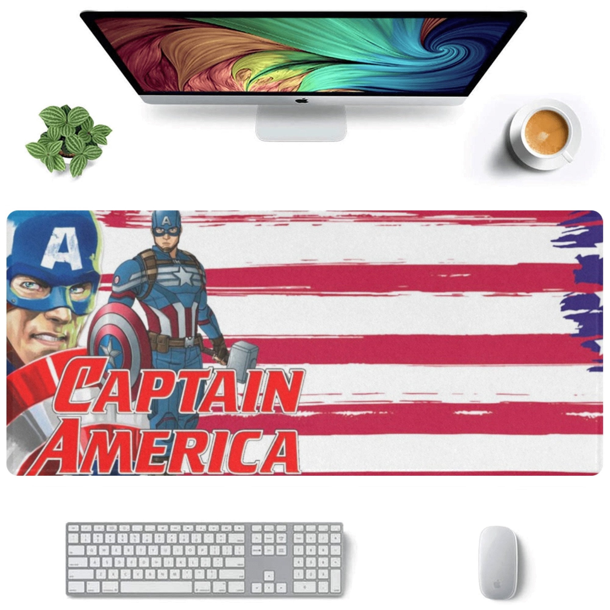 Captain America Desk Mat Suitable for Gamers, Content Creators, and Others