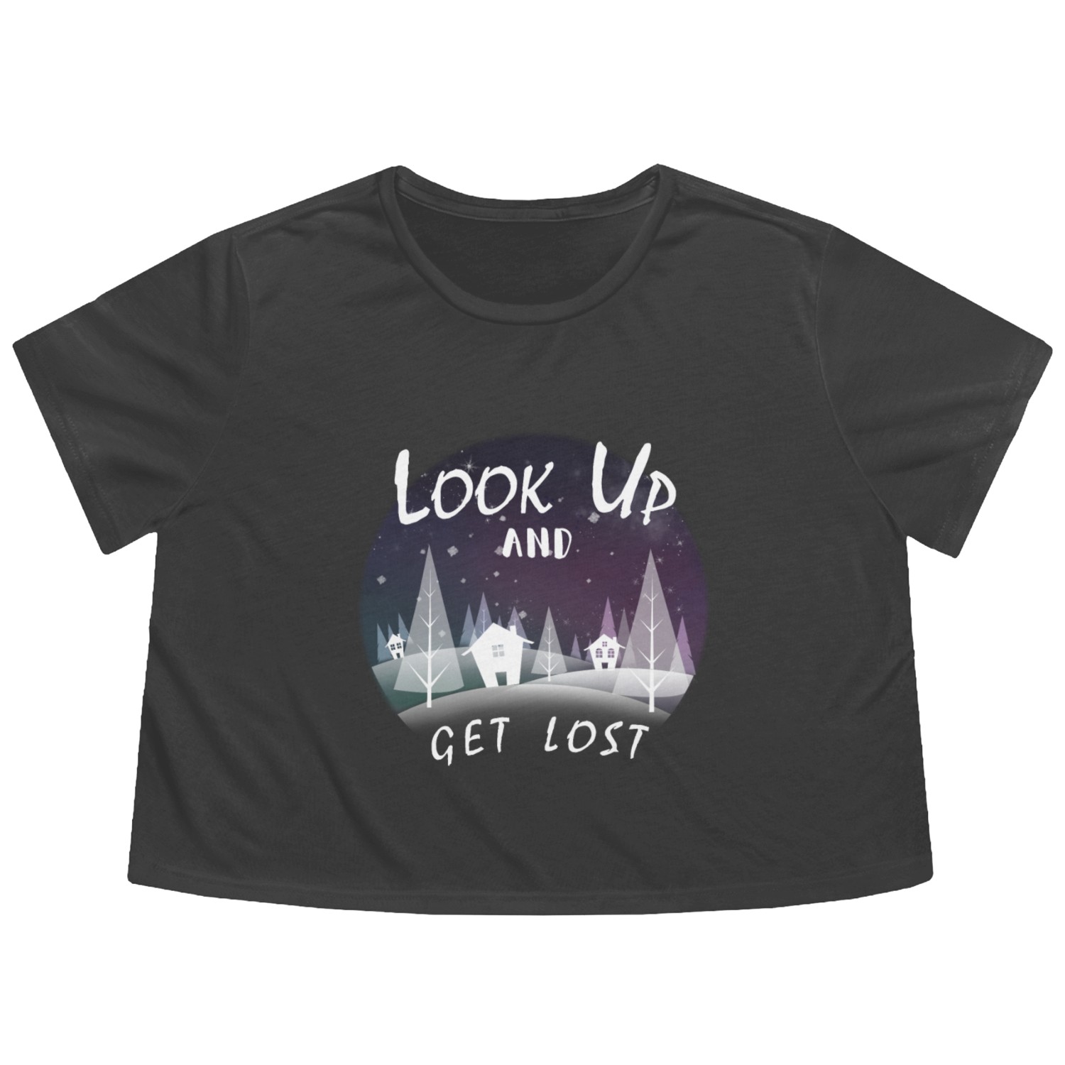 Look up and get lost Flowy Cropped Tees