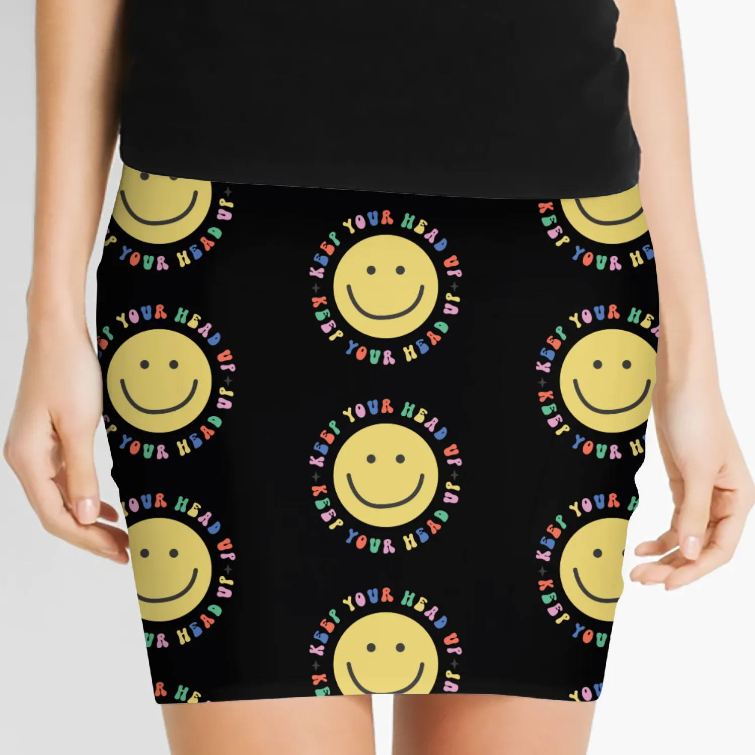Keep your head up, Retro Groovy stickers Women's Mini Skirts