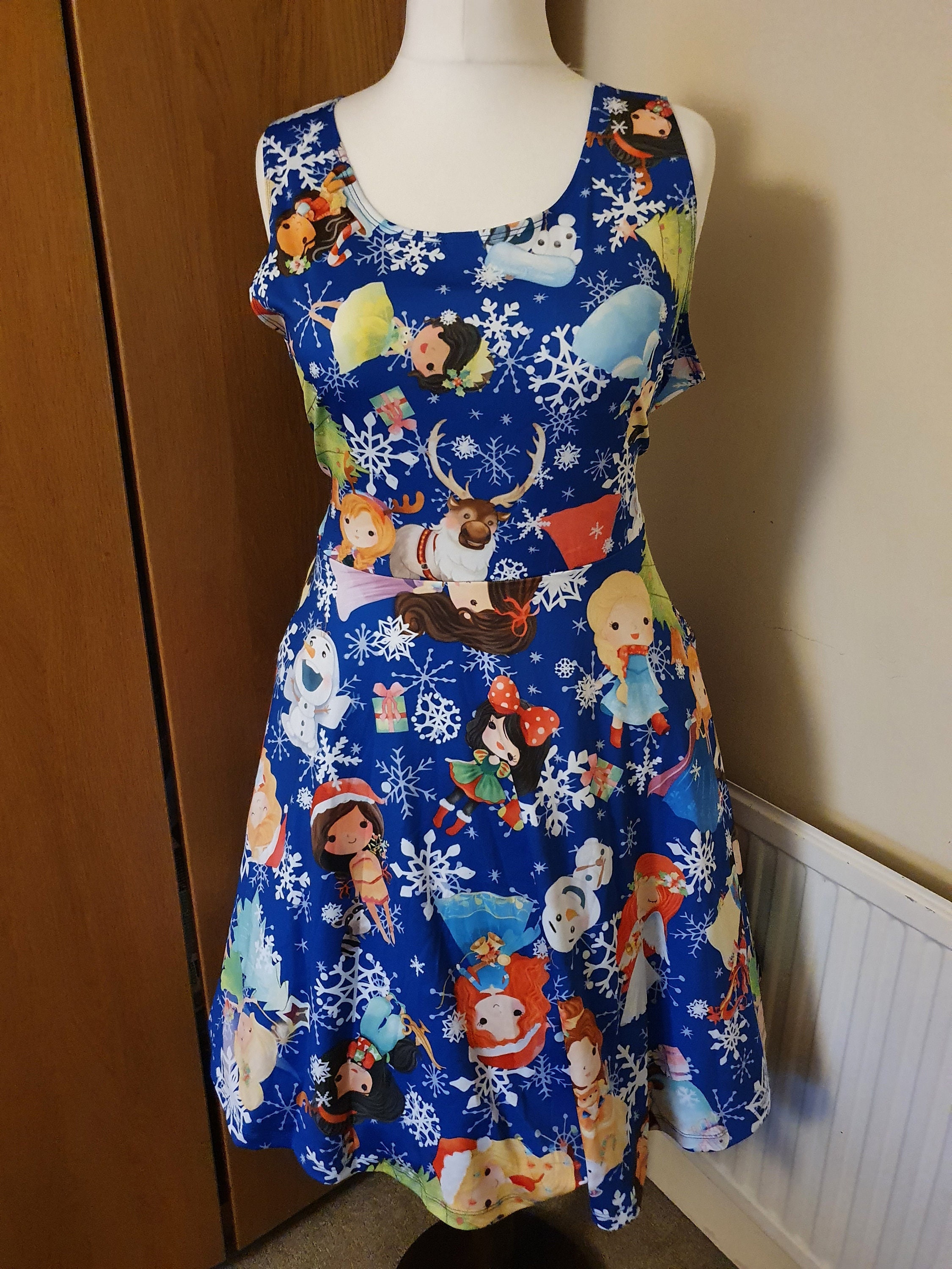 Christmas princesses skater print dress with pockets kawaii kitsch plus size