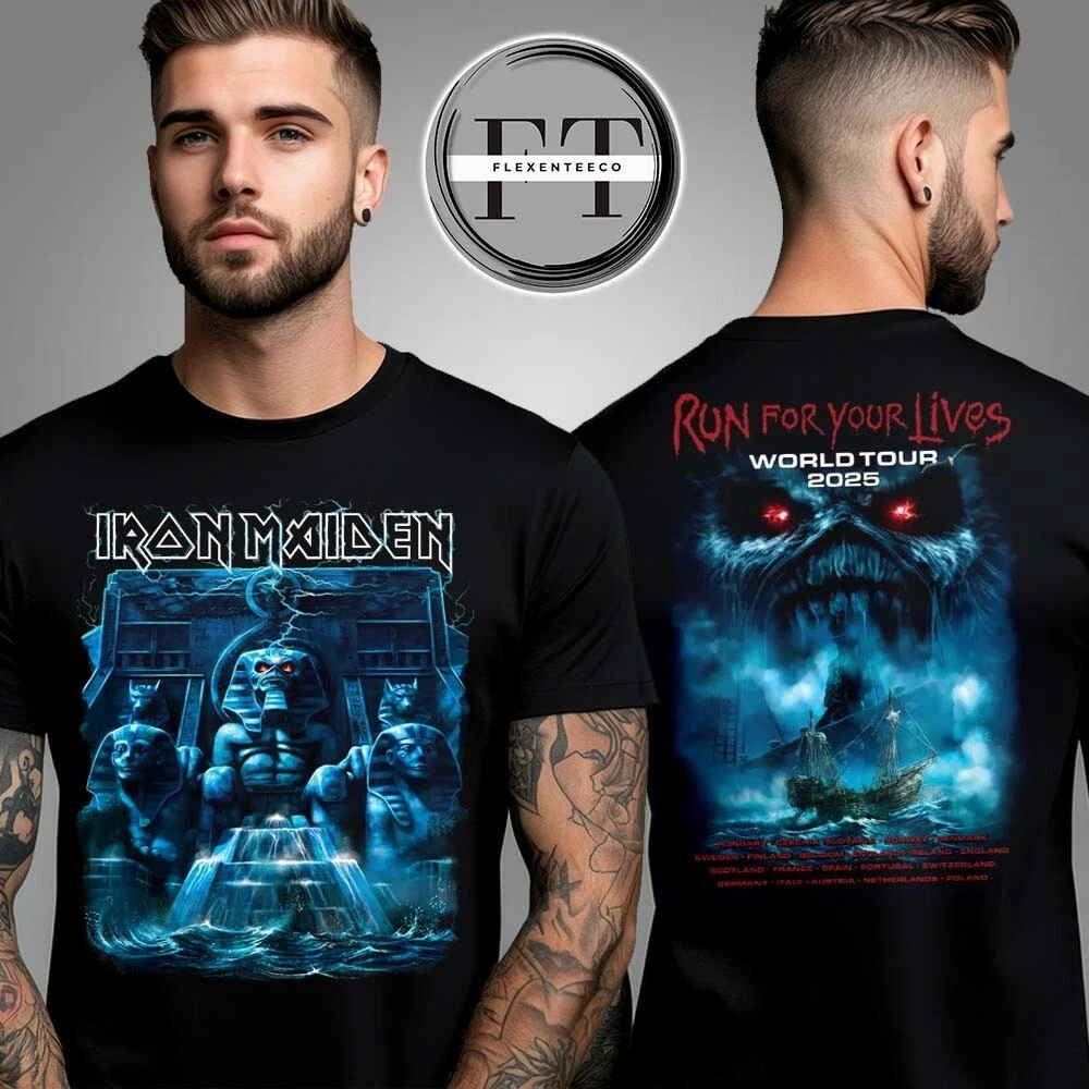 RARE! Iron Maiden Powerslave Mariner 2025 Tour Two Sided Unisex T-Shirt All Size