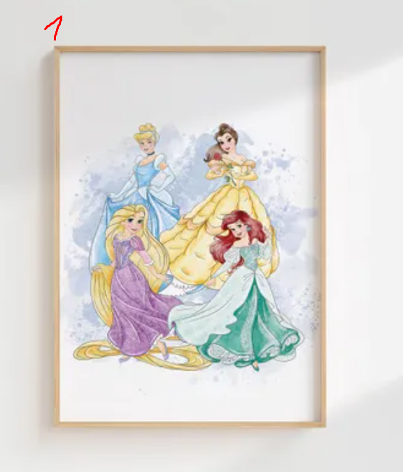 Princess Wall Art for Girls Room, Princess Decor, Prints Kids Room Wall Art, Princess Nursery Decor