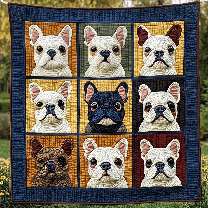 French Bulldog Quilt Blanket, Dog Patchwork, Bulldog Lover Gift, Pet Home Decor