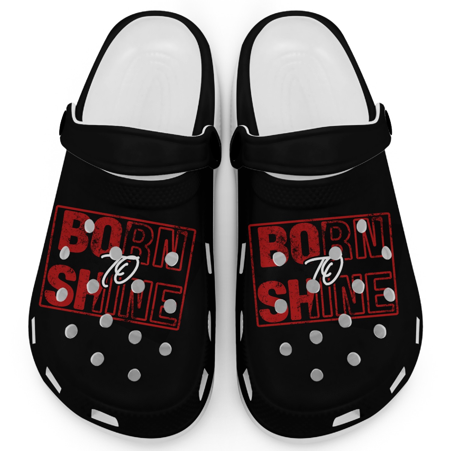 Bold Neon Born to Shine Sign Clogs