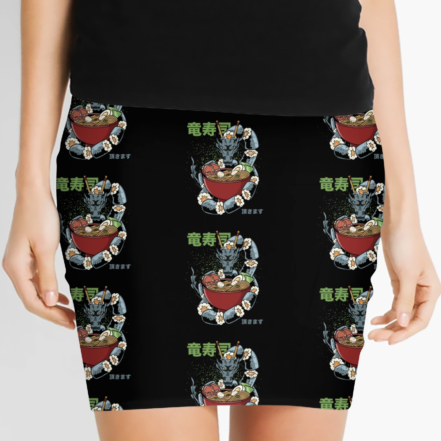 Kawaii Sushi Dragon Roll Japanese Ramen Anime Women's Mini Skirts