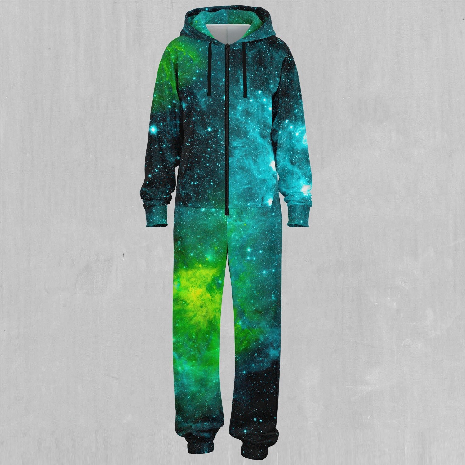 Acidic Realm Outer Space Galaxy Adult Zip Up Jumpsuit Pajamas