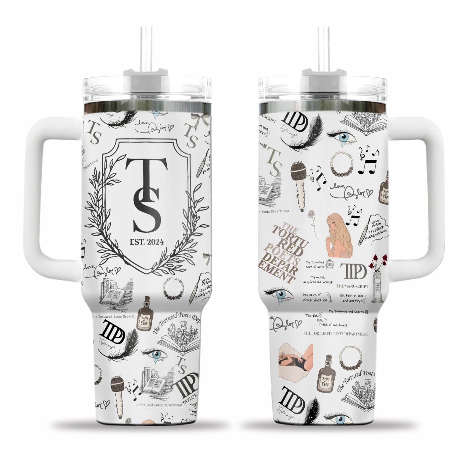 Swift The Tortured Poets Department 40oz Tumbler With Handle
