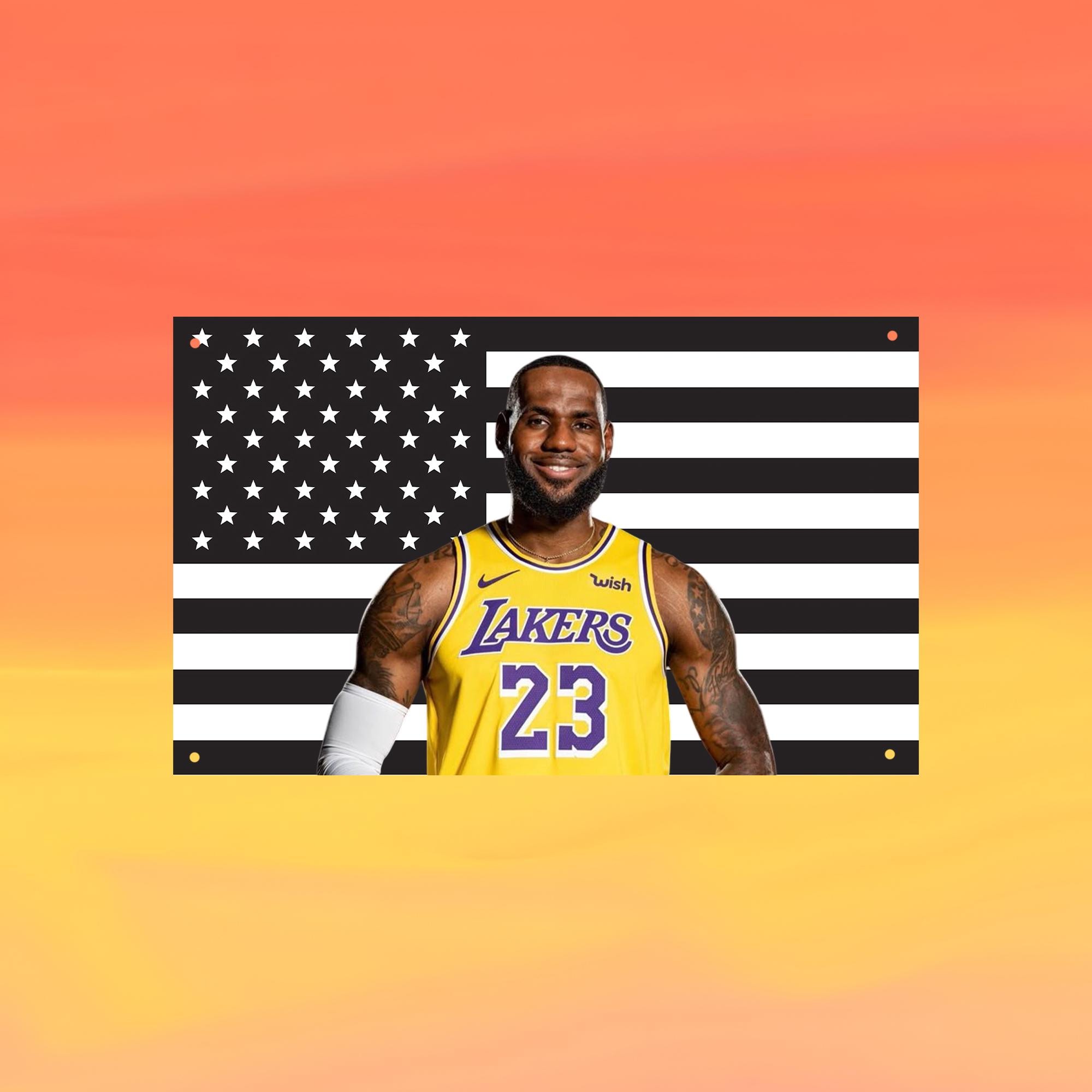 LeBron James Black US Wall Tapestry Flag, Basketball Wall Art, Sports Bedroom Decor, Fan Banner