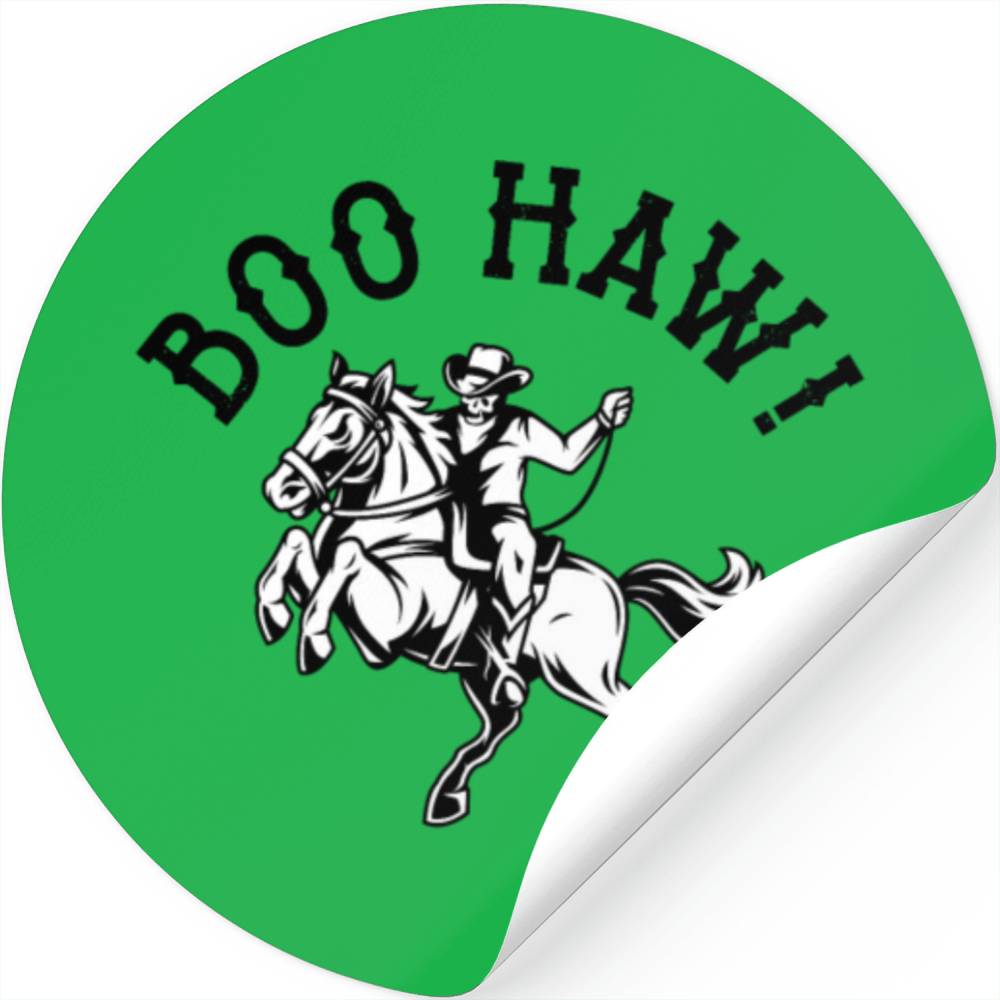 Cowboy Halloween Boo Haw Western Skeleton Rider Stickers