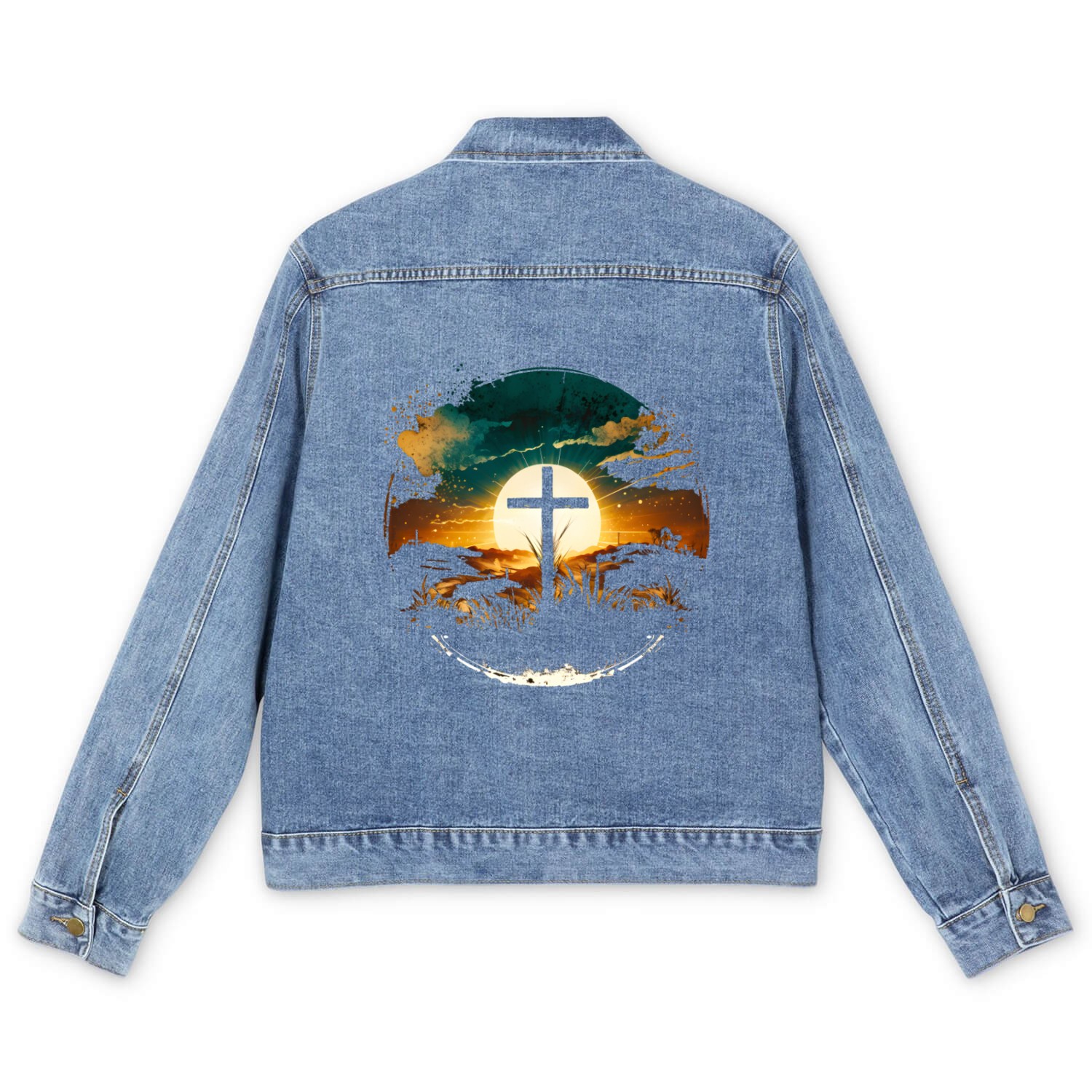 Jesus Cross Painting Men's Denim Jackets