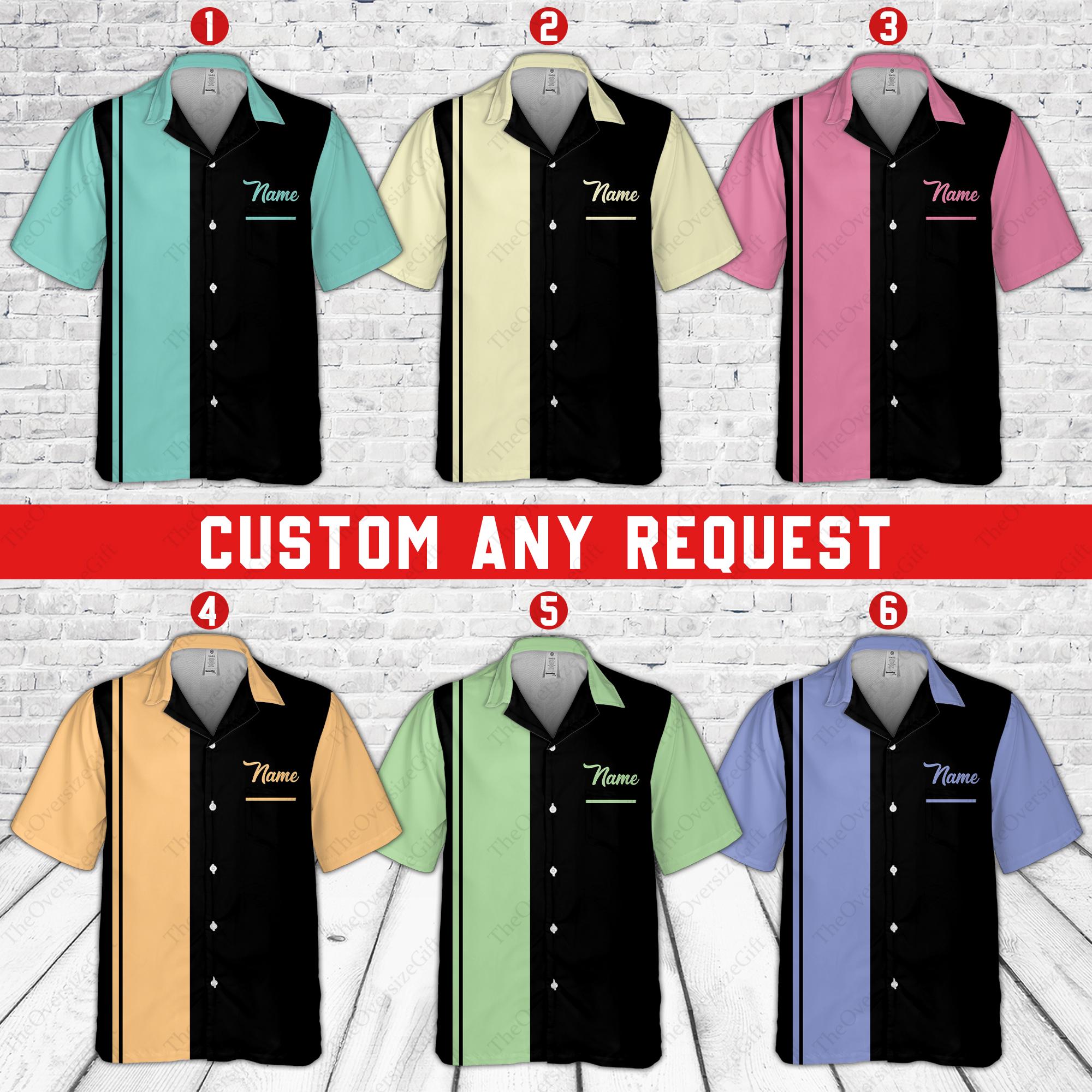 Personalized Retro Bowling Pocket Hawaiian Shirt, Custom Name Bowler Button Down Shirt, Matching Bowling Team Shirt, Bowling Lovers Gifts