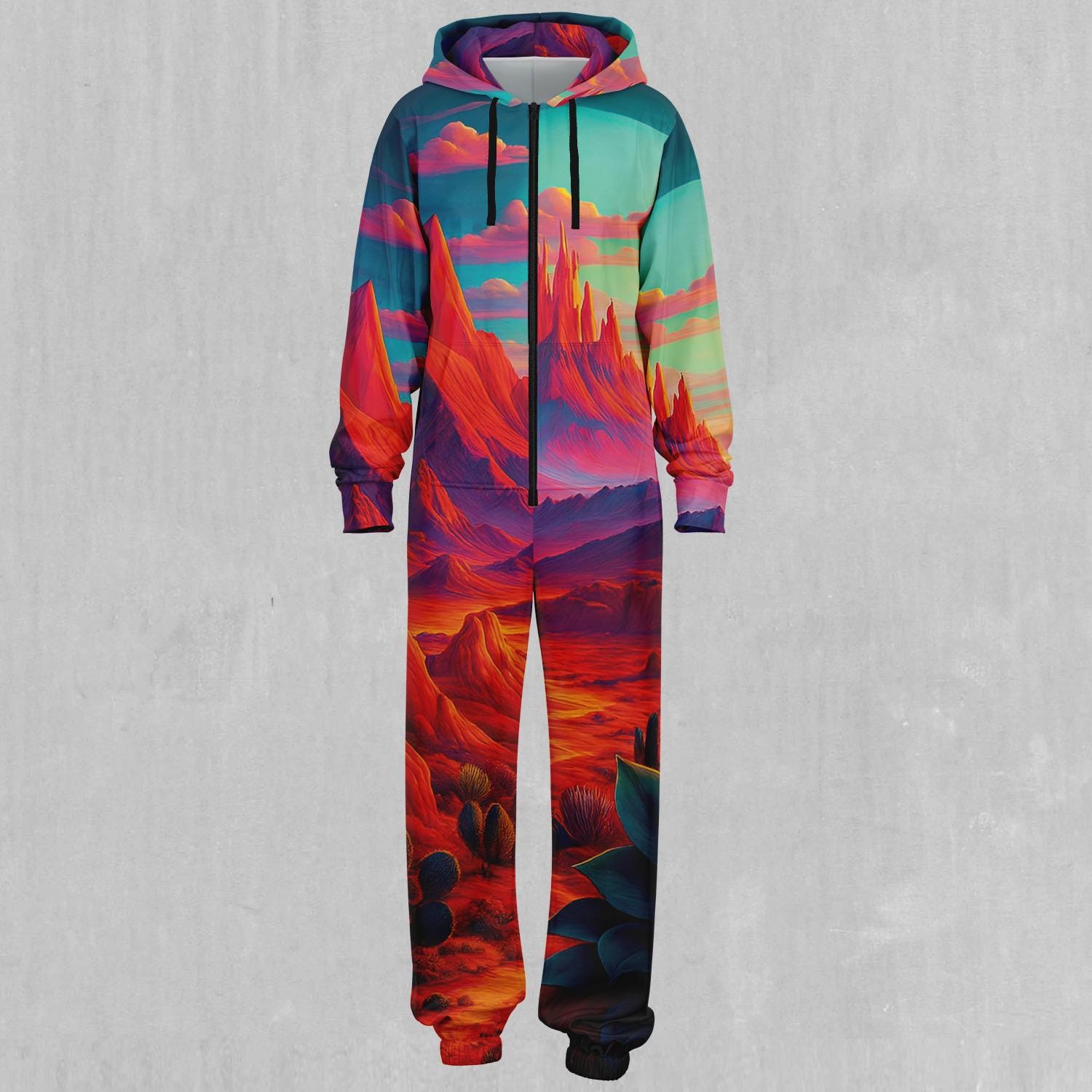 Desert Dreams Psychedelic Adult Zip Up Jumpsuit Pajamas