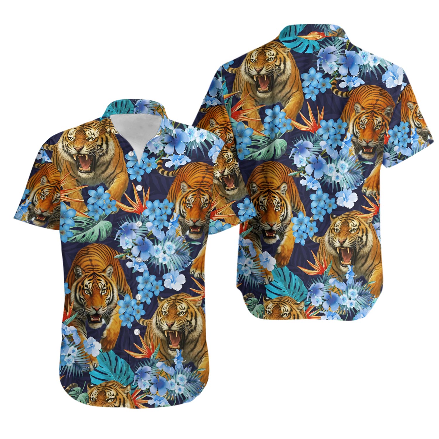 Tiger Aloha Hawaiian Button Down Shirt