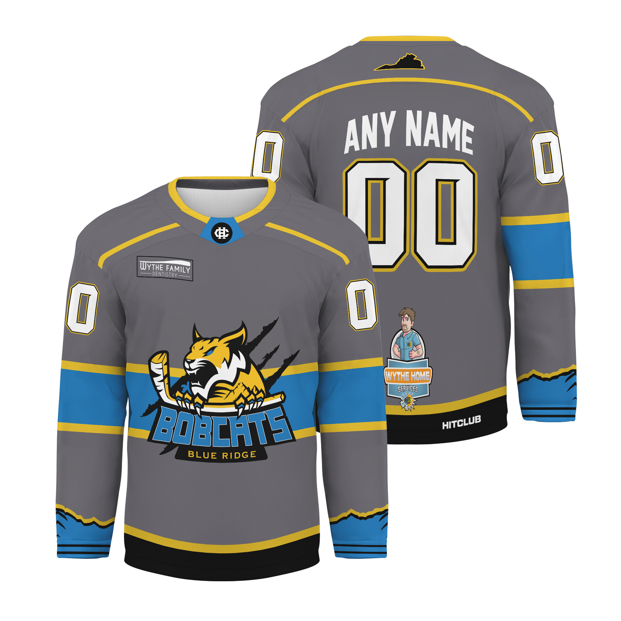 Personalized Blue Ridge Bobcats Pro Hockey Shirt Season 25/26 Grey Fan Apparel