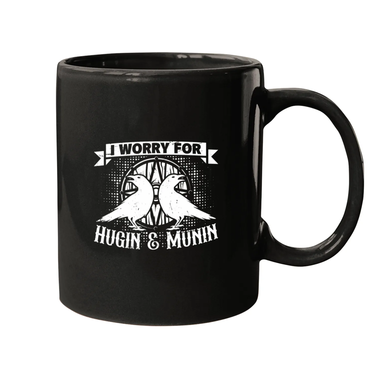 Nordic mythology of the Viking Hugin and Munin of Odin Mugs