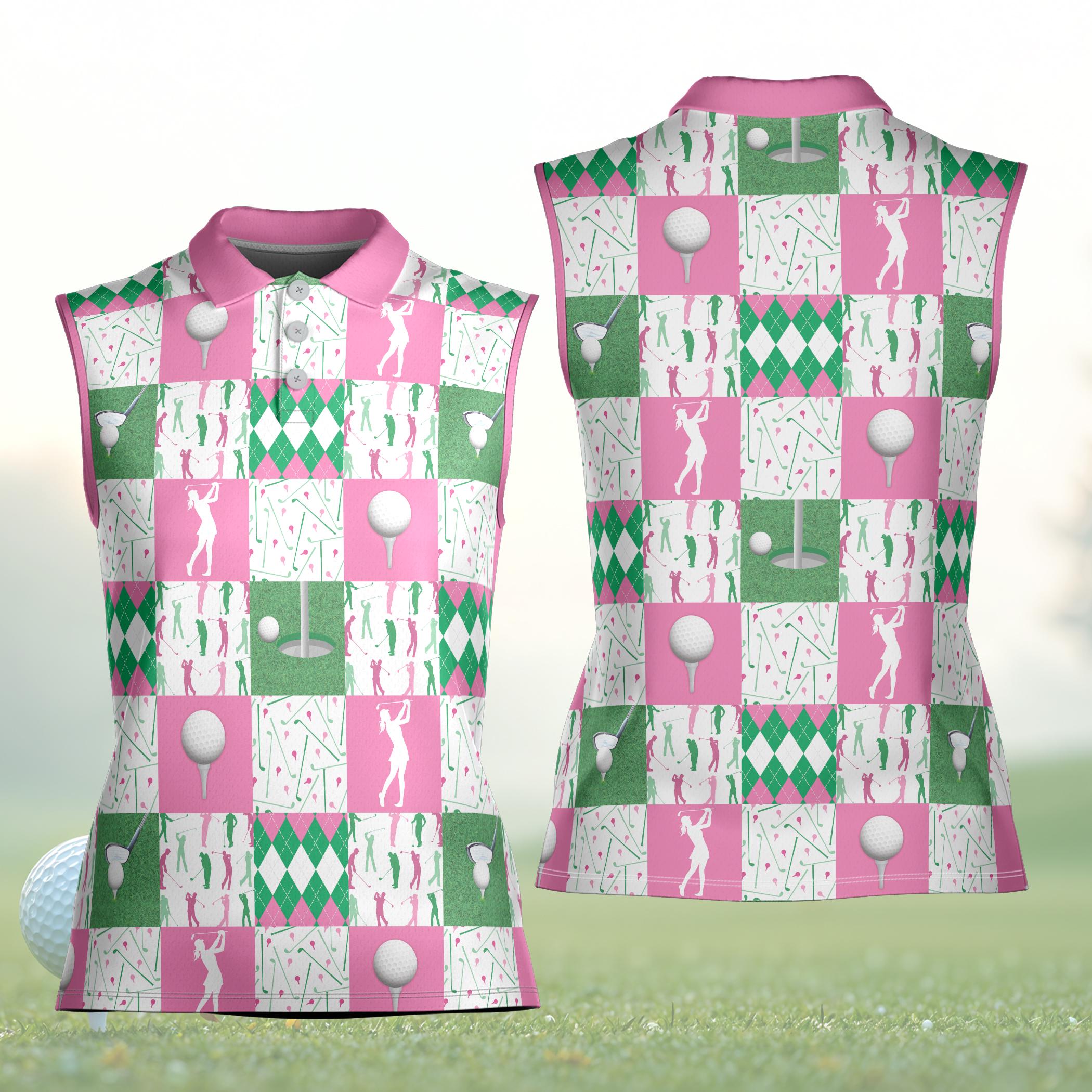 Girl Golf Player Polo Shirt, Summer Vibes Golfer Women Kid Sleeveless Polo
