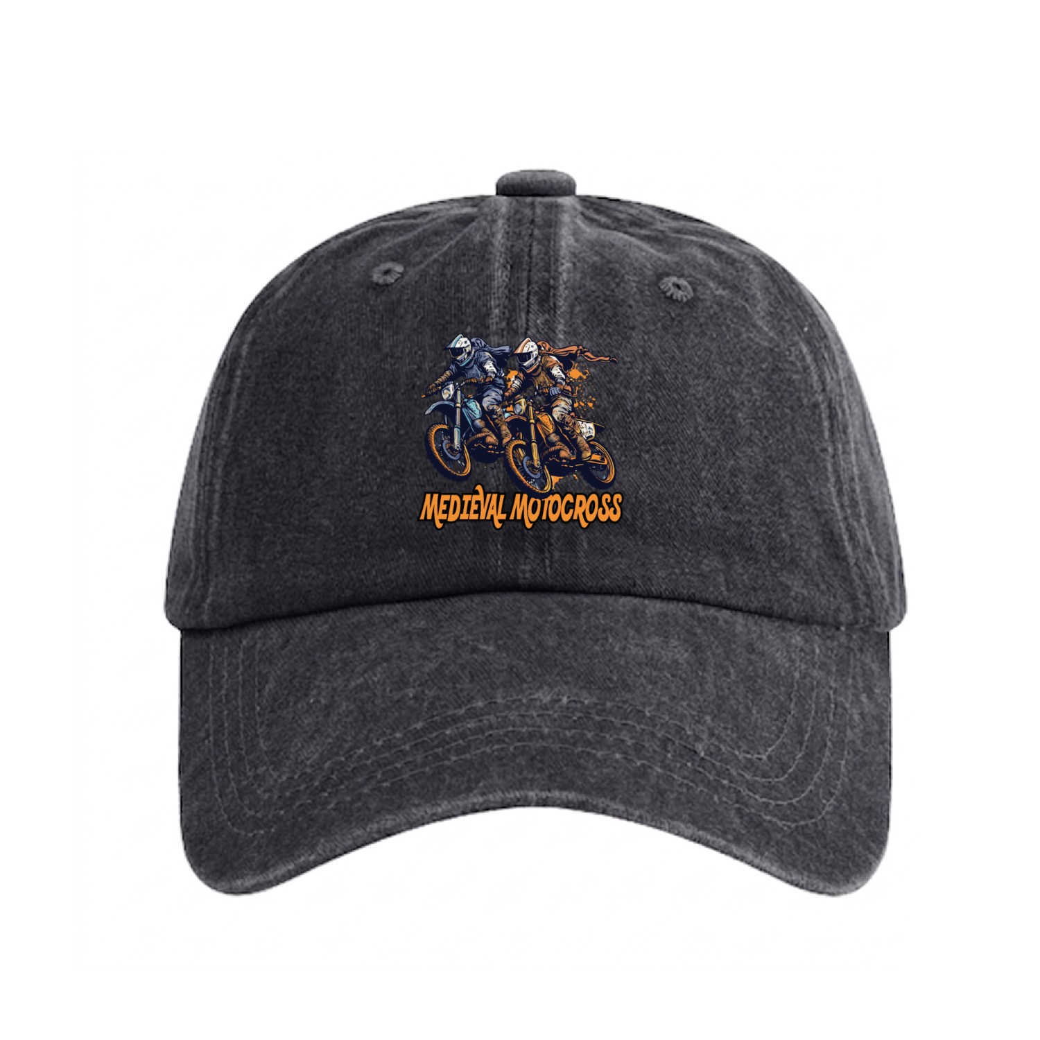 Medieval Motocross Adventure Washed Denim Baseball Caps