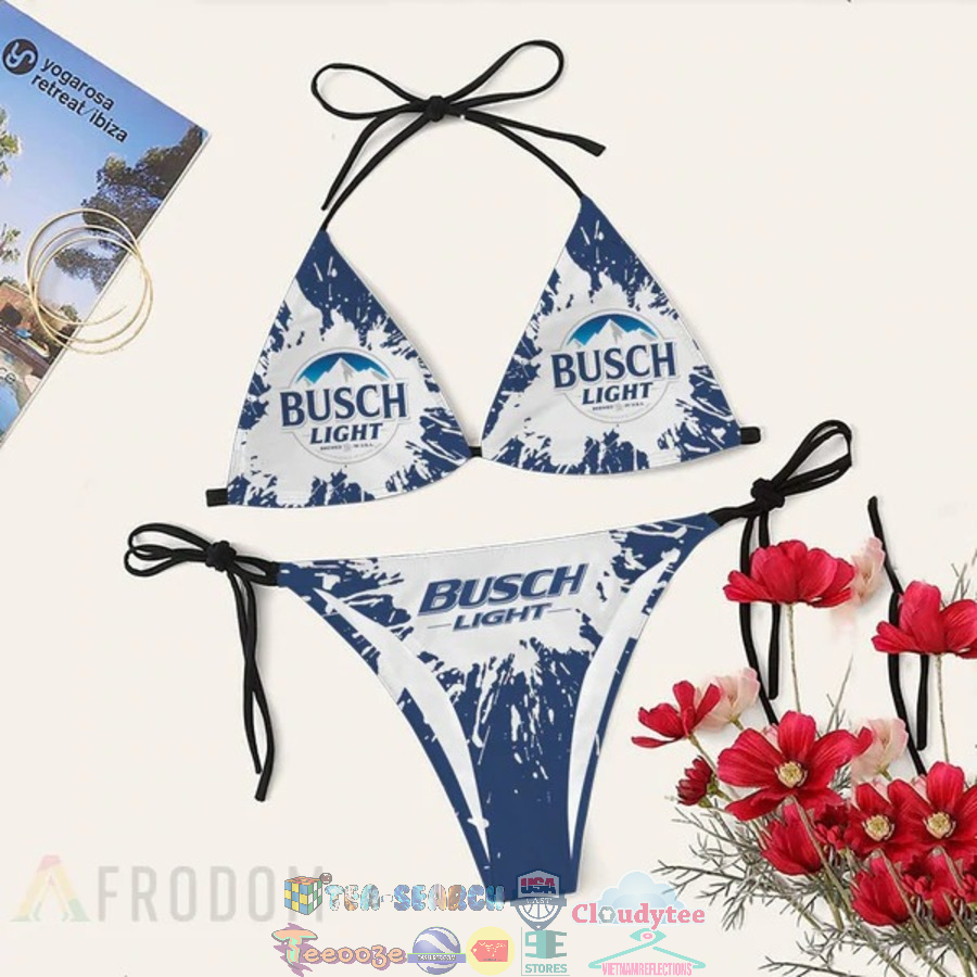 Light Beer Print Tie Dye Women's Sling Bikini Set Beach Swimsuit