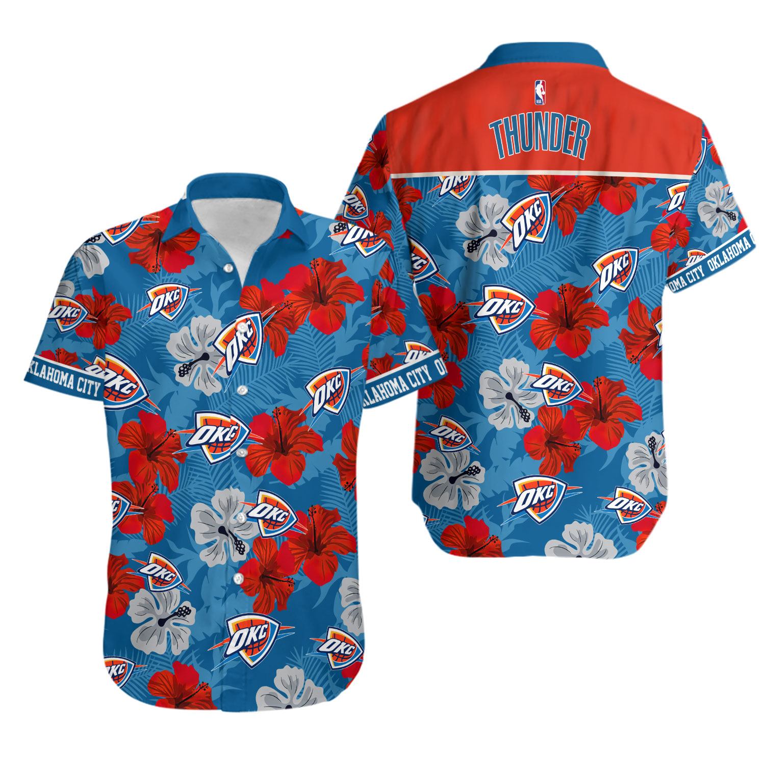 OKC Thunder Hibiscus Tropical Hawaiian Shirt