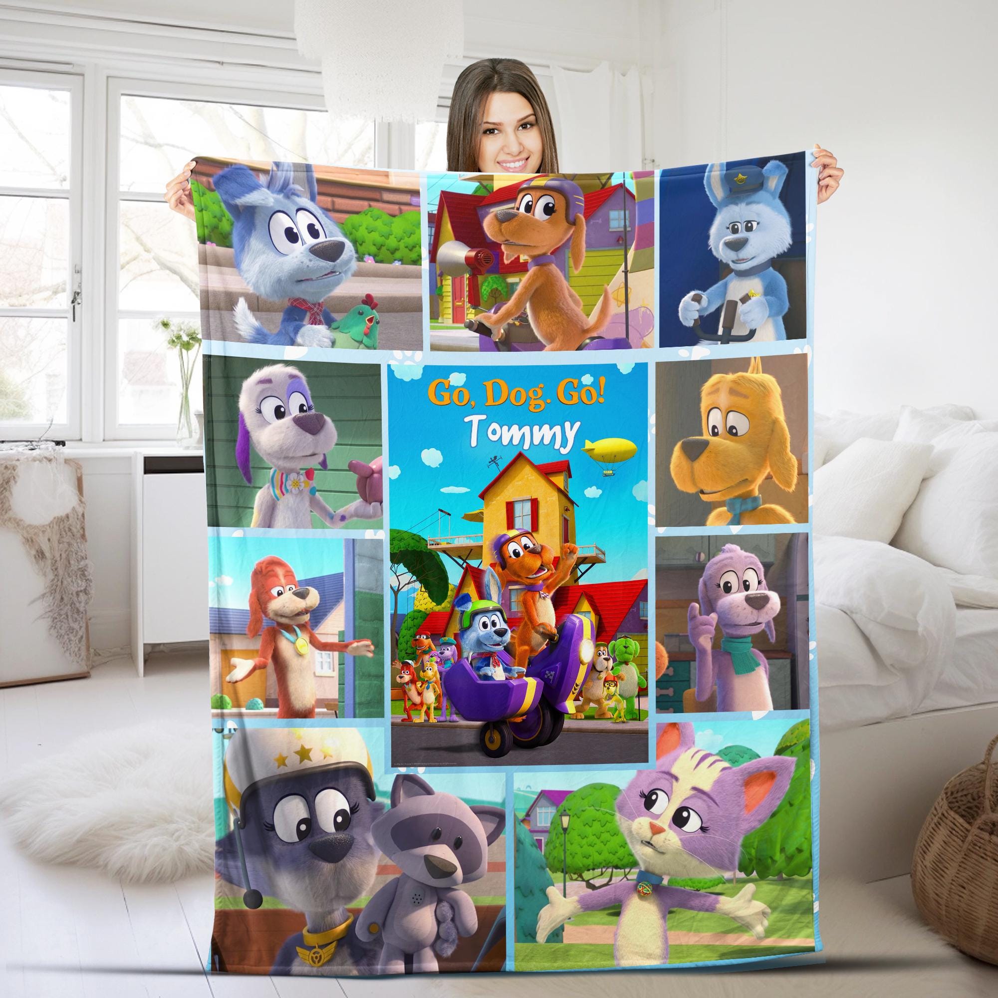Personalized Go Dog Go Fleece Blanket, Go Dog Go Blanket, Baby Blanket, Custom Blanket With Name, Go Dog Go Quilt, Birthday Gift