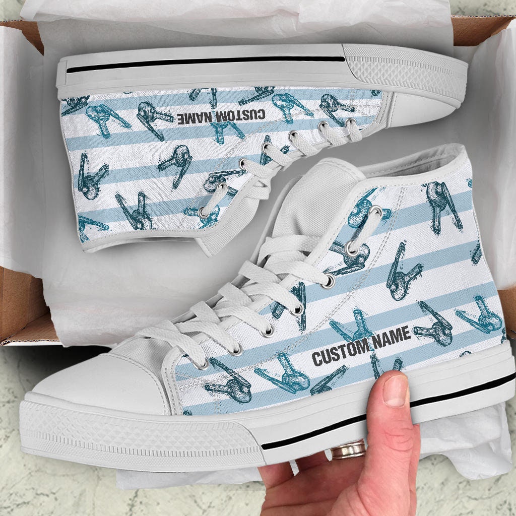 Table Tennis Custom Name High Top Sneakers / Table Tennis High Top Shoes / Ping Pong Custom Print Trainers Shoes / Table Tennis Lover Gift