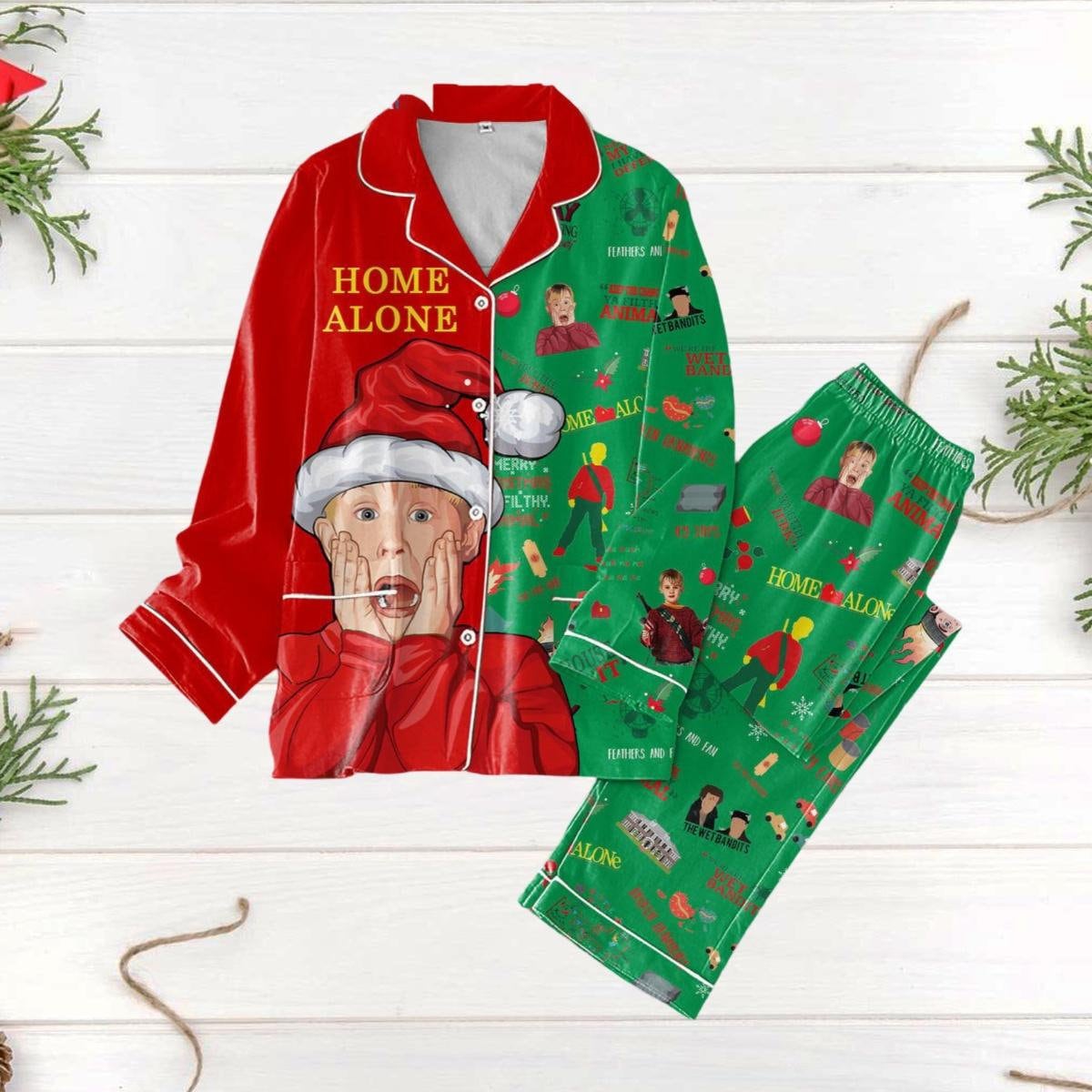 Christmas Home Alone Pajamas, Home Alone Pajamas Set, Kevin Alone Holiday Pajama, Kevin Alone Pjs Christmas, Mccallister Kevin Pj Set