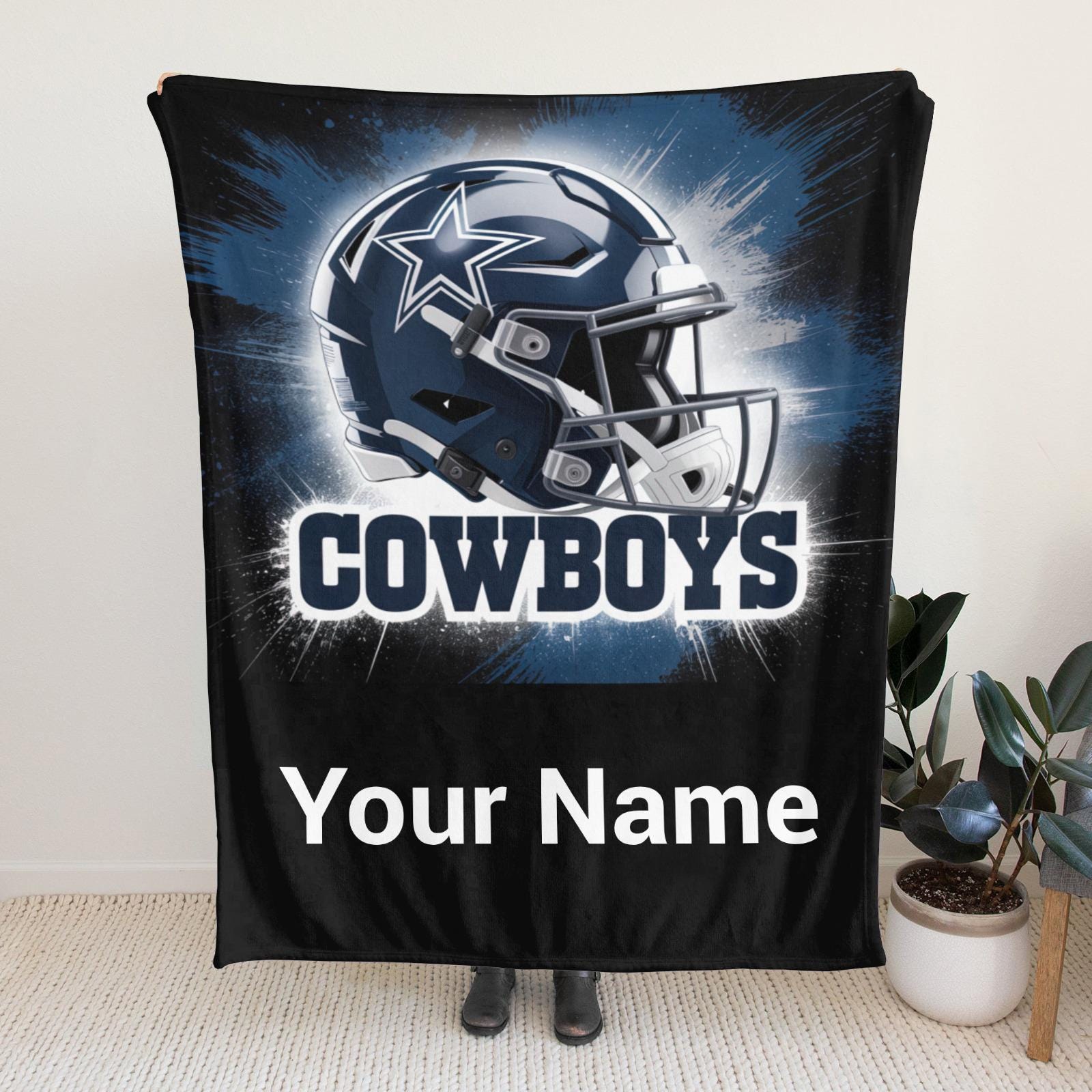 Dallas Football Fleece Blanket with Custom Name