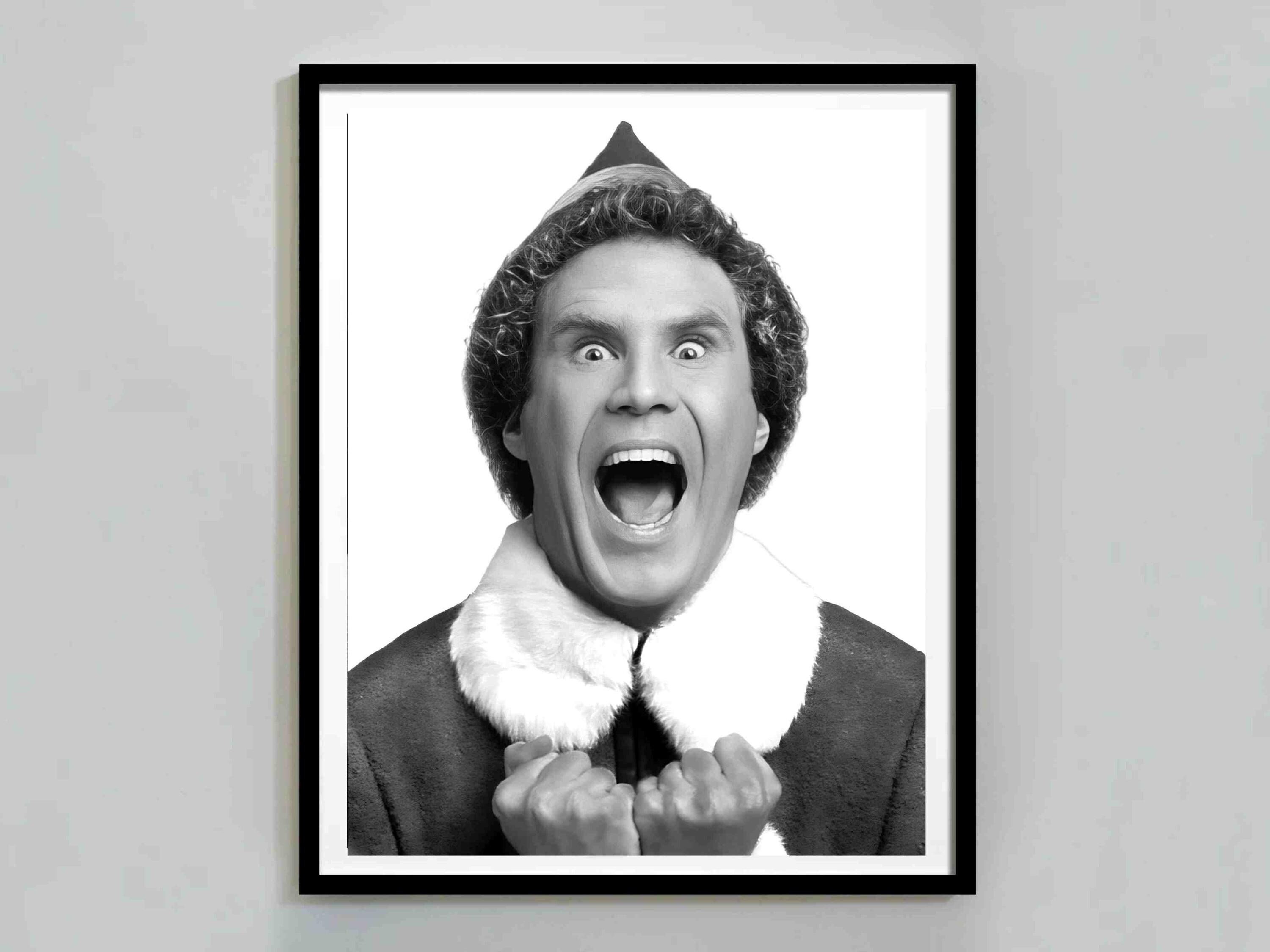 Elf Buddy Poster, Black and White, Funny Christmas Trendy Wall Art, Vintage Print, The Elf Printable Christmas Decor
