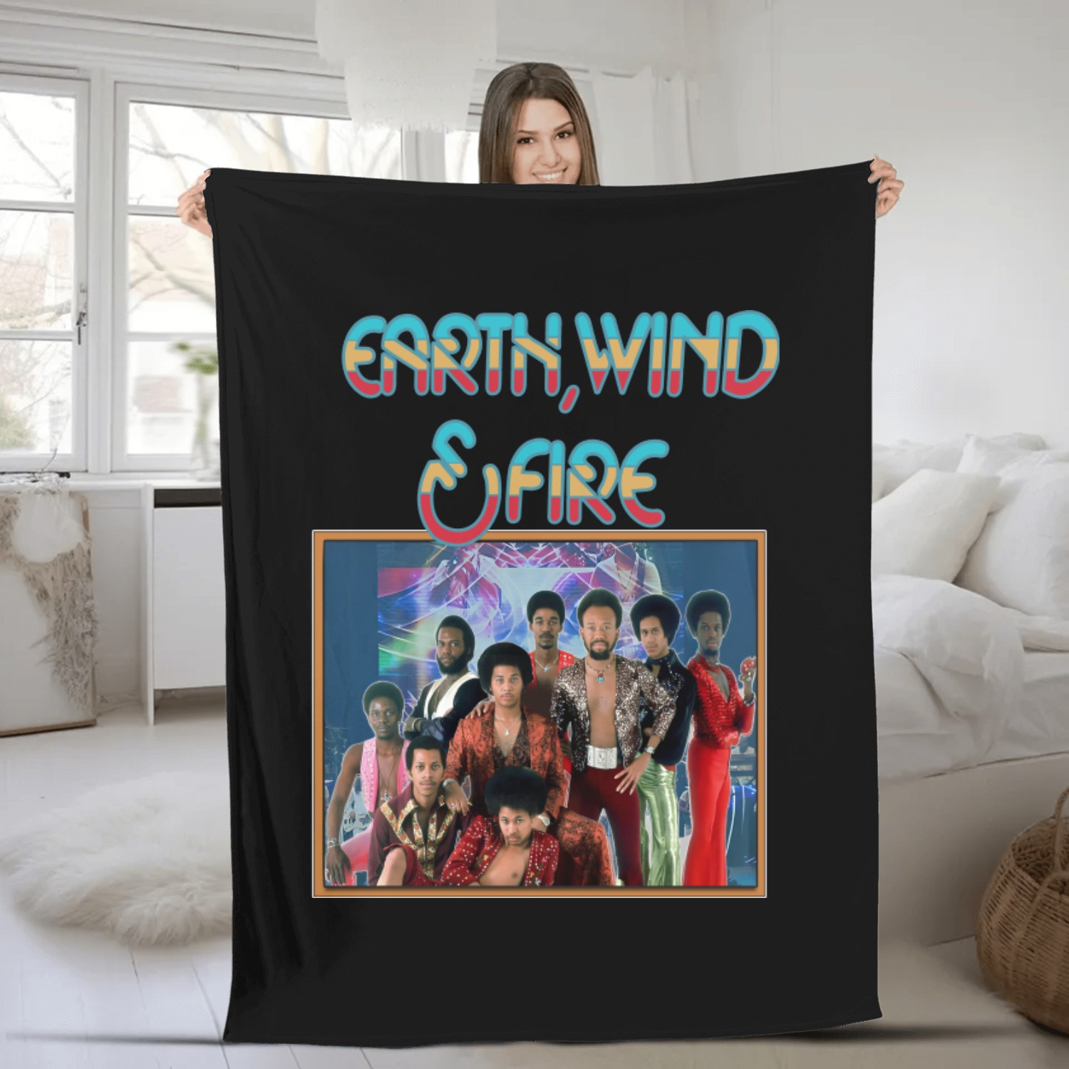 Earth Wind and Fire Vintage Fleece Blankets, Earth Wind and Fire Fleece Blankets, Earth Wind and Fire 80s Vintage Homage Fleece Blankets