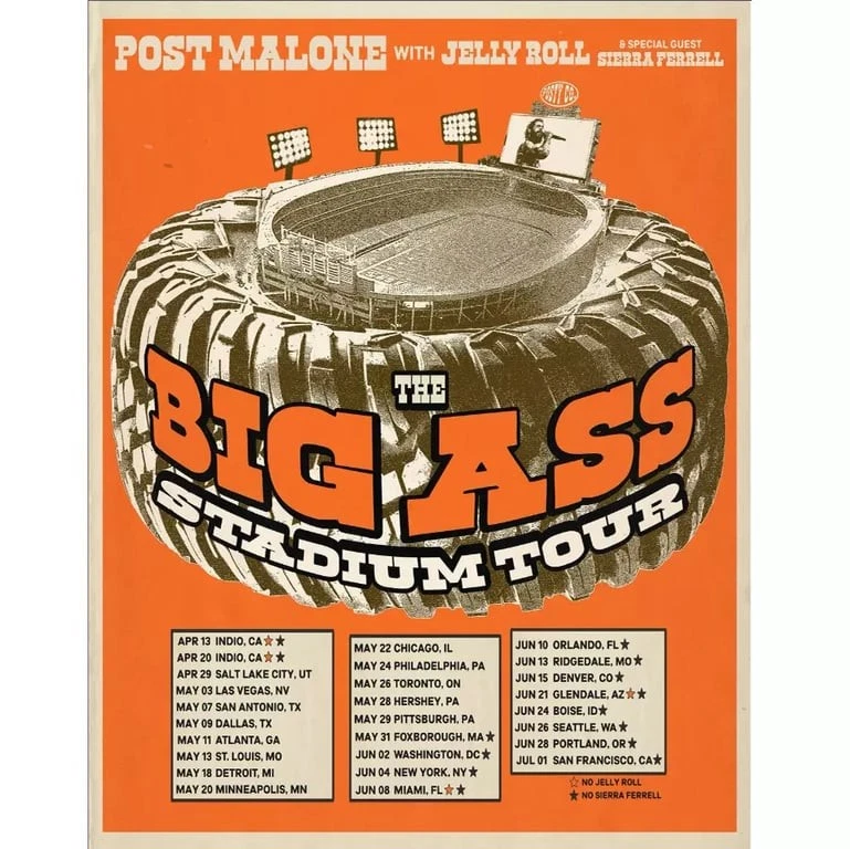 Poster Post Mallone The BIG ASS Stadium Tour 2025 poster, home decor music lover