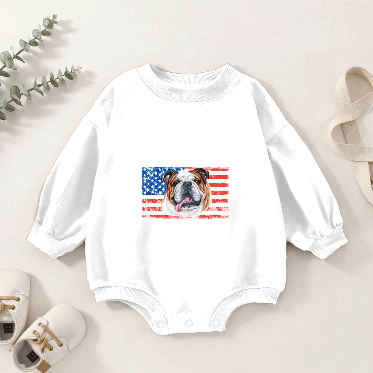 Cute bulldog President of Dog town Baby Romper Sweatshirts