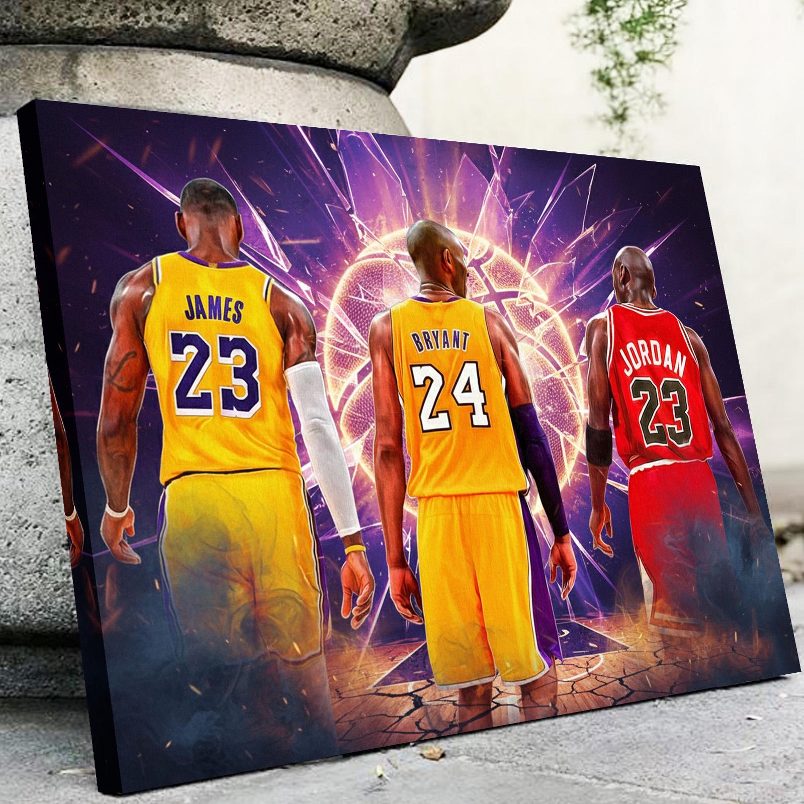 Lebron James, Kobe Bryant & Michael Jordan - Legends of The Game in Cosmos - Wall Art - Modern Home Decor Gallery Canvas