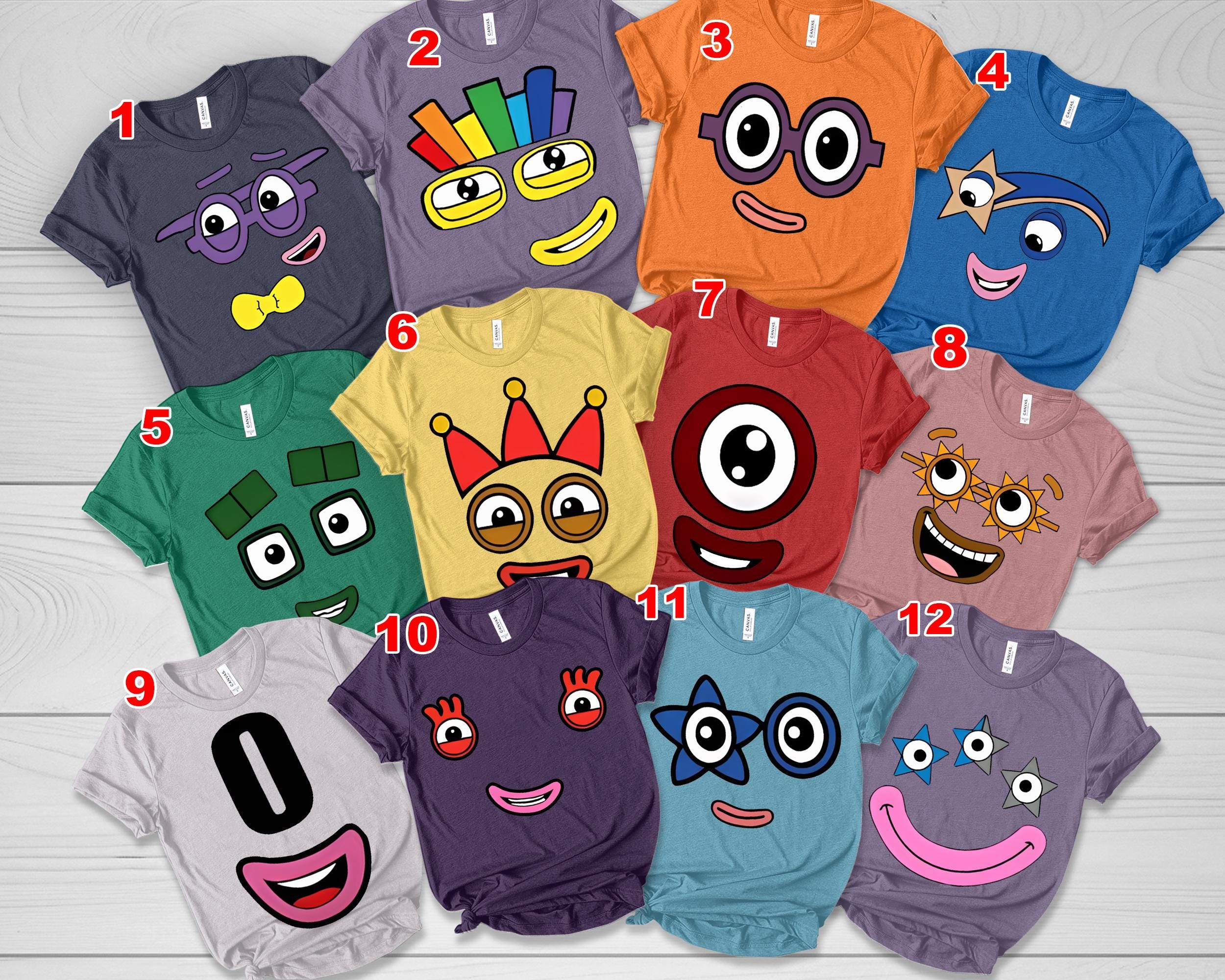 Numberblocks Costume Halloween Shirt, Number Blocks Characters, Halloween Costume, Numberblocks Family, Costume Office/Teacher/Family